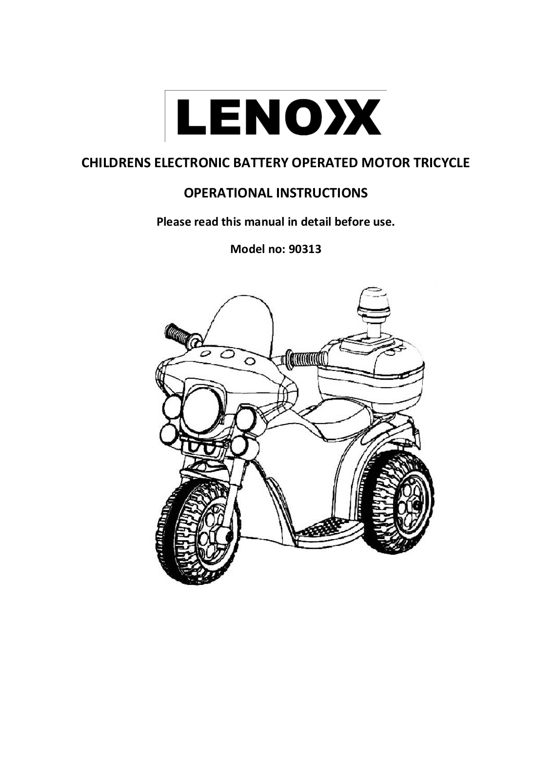 Lenoxx 90313 Operational Instructions