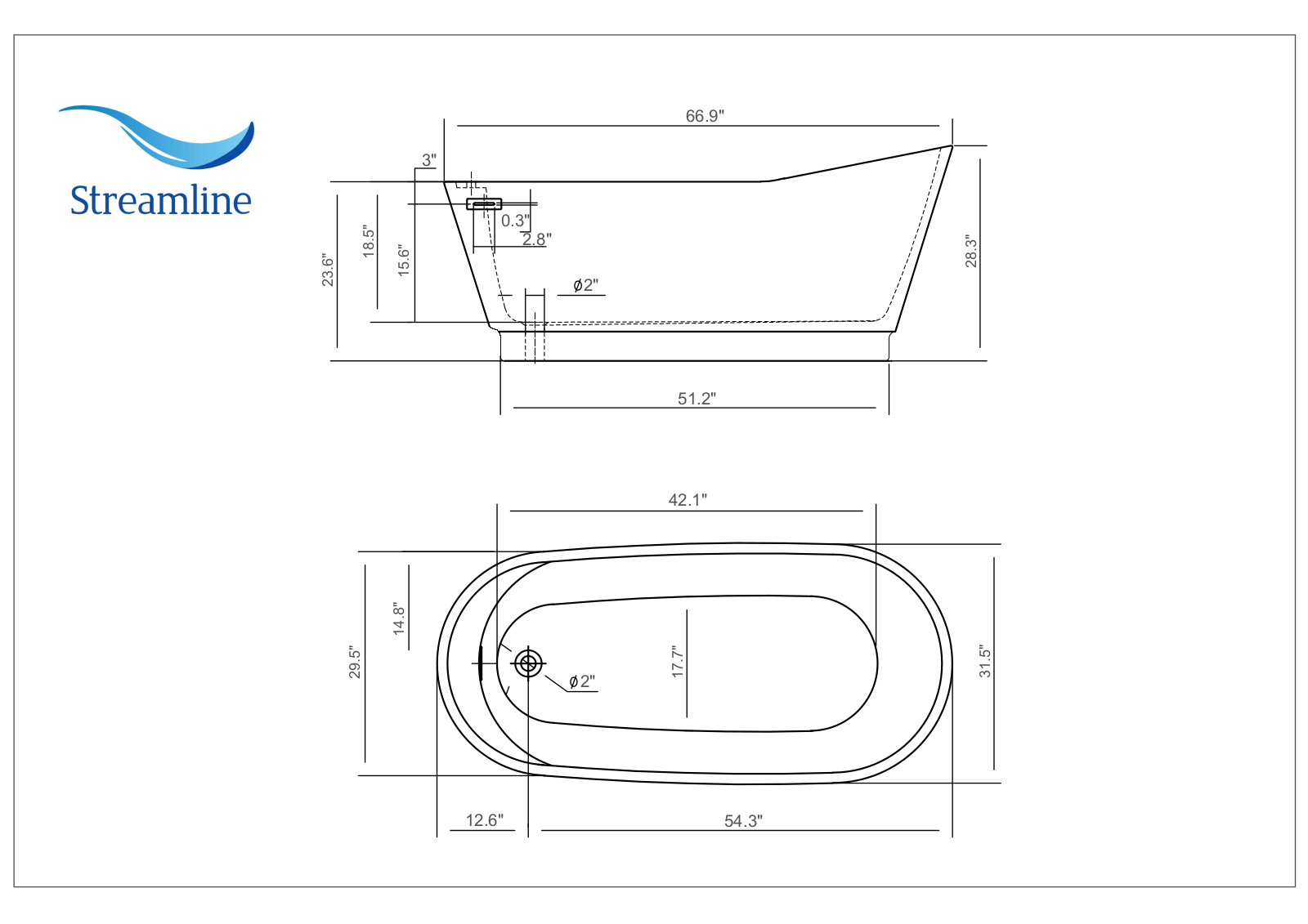 Streamline Bath SLBH2422 Dimensions - ManualMachine.com