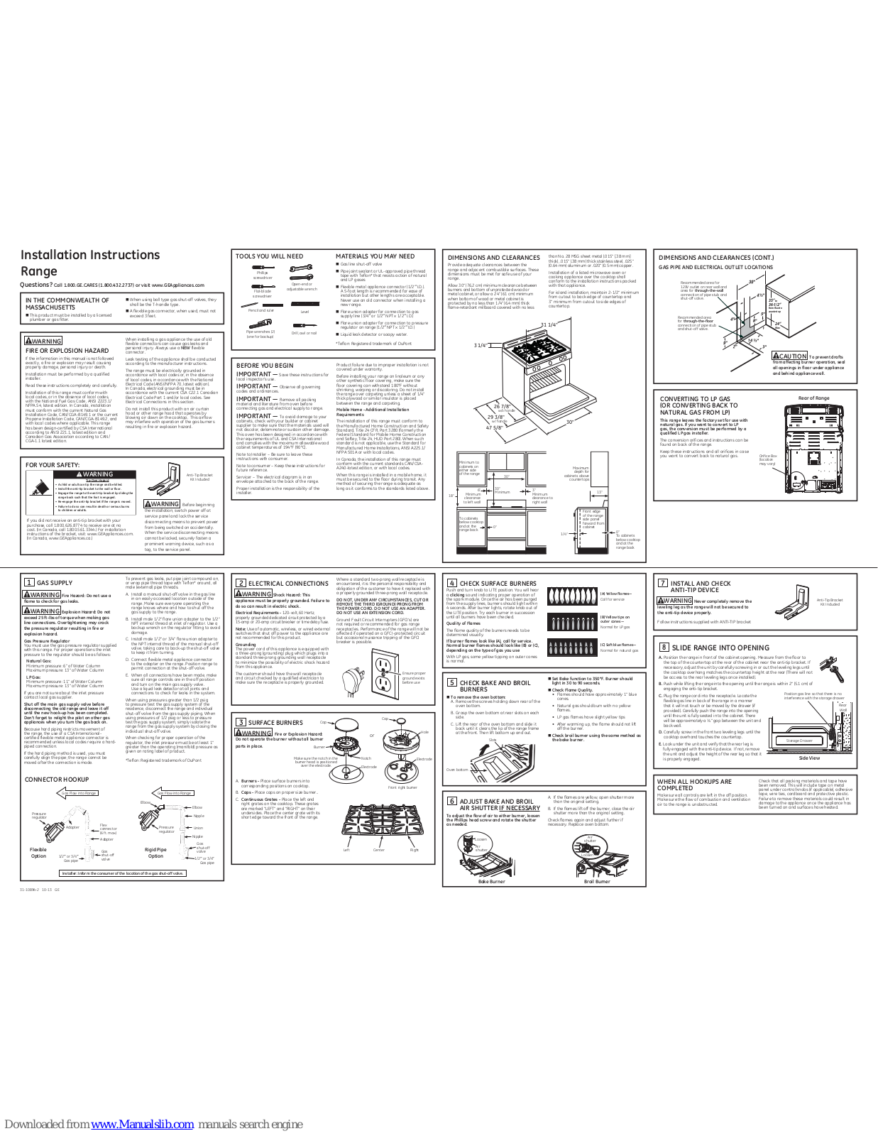 GE 30” (76.2 cm) Installation Instructions Manual