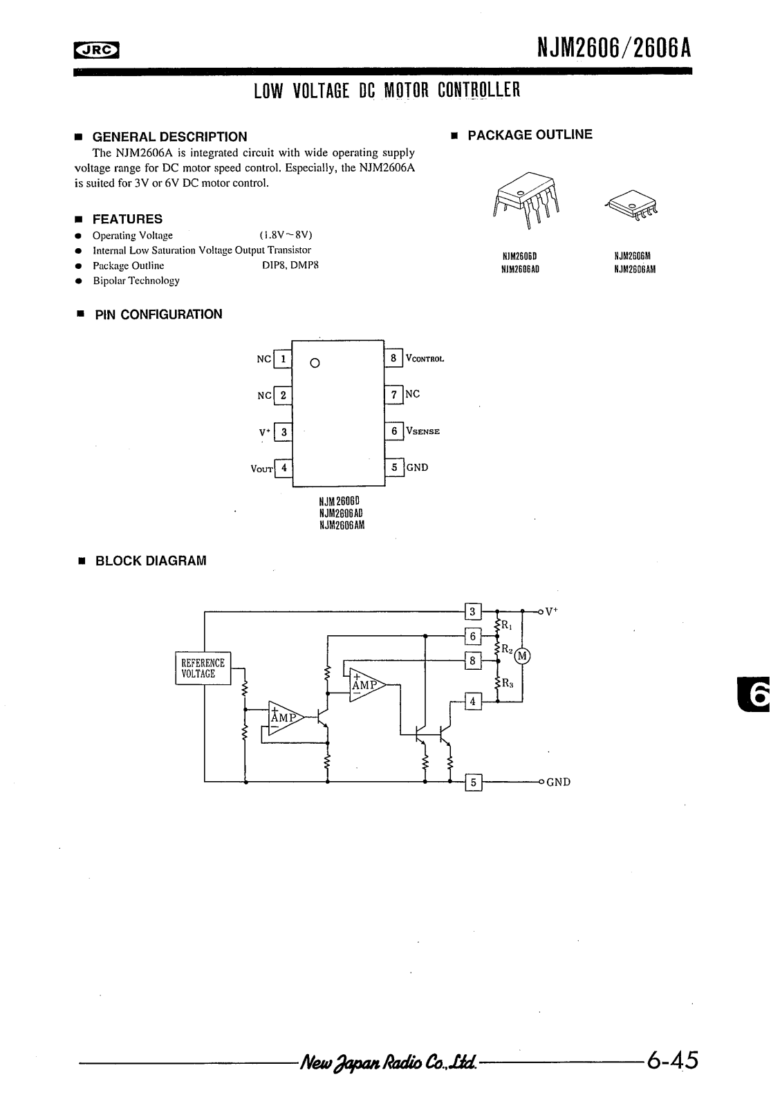 JRC NJM2606D, NJM2606M, NJM2606AD, NJM2606AM Datasheet