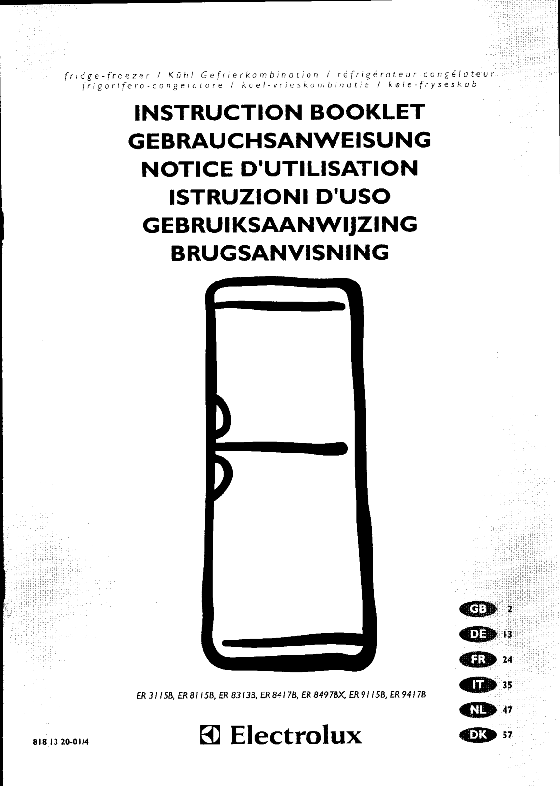 Electrolux ER3115B, ER8115B, ER8313B, ER8417B, ER8497BX User Manual