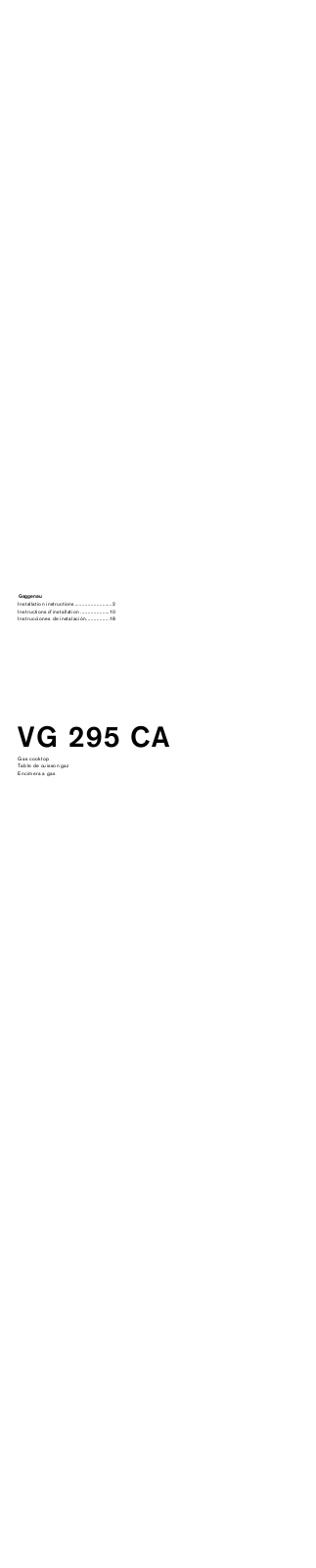 Gaggenau VG295214CA Installation instructions