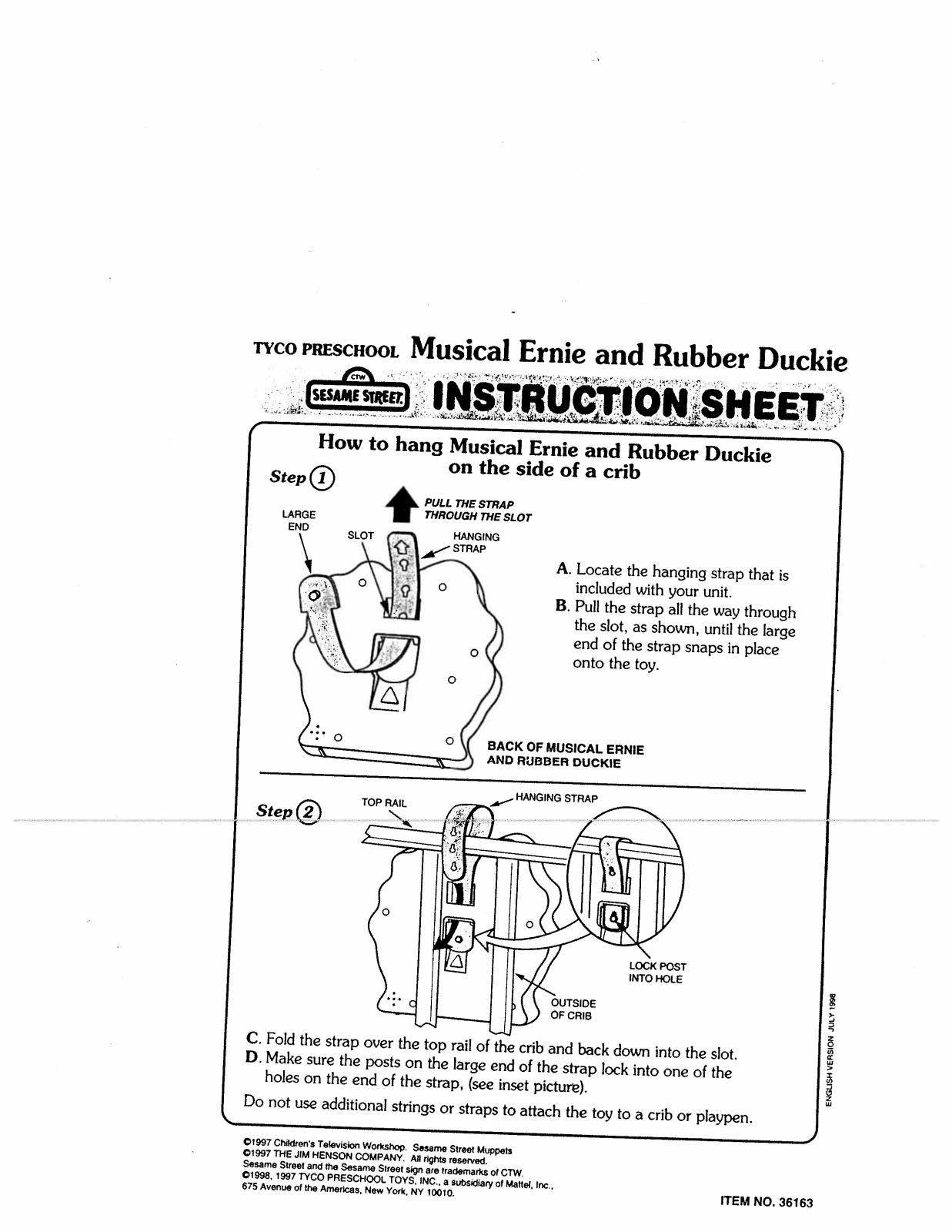 Fisher-Price 36163 Instruction Sheet