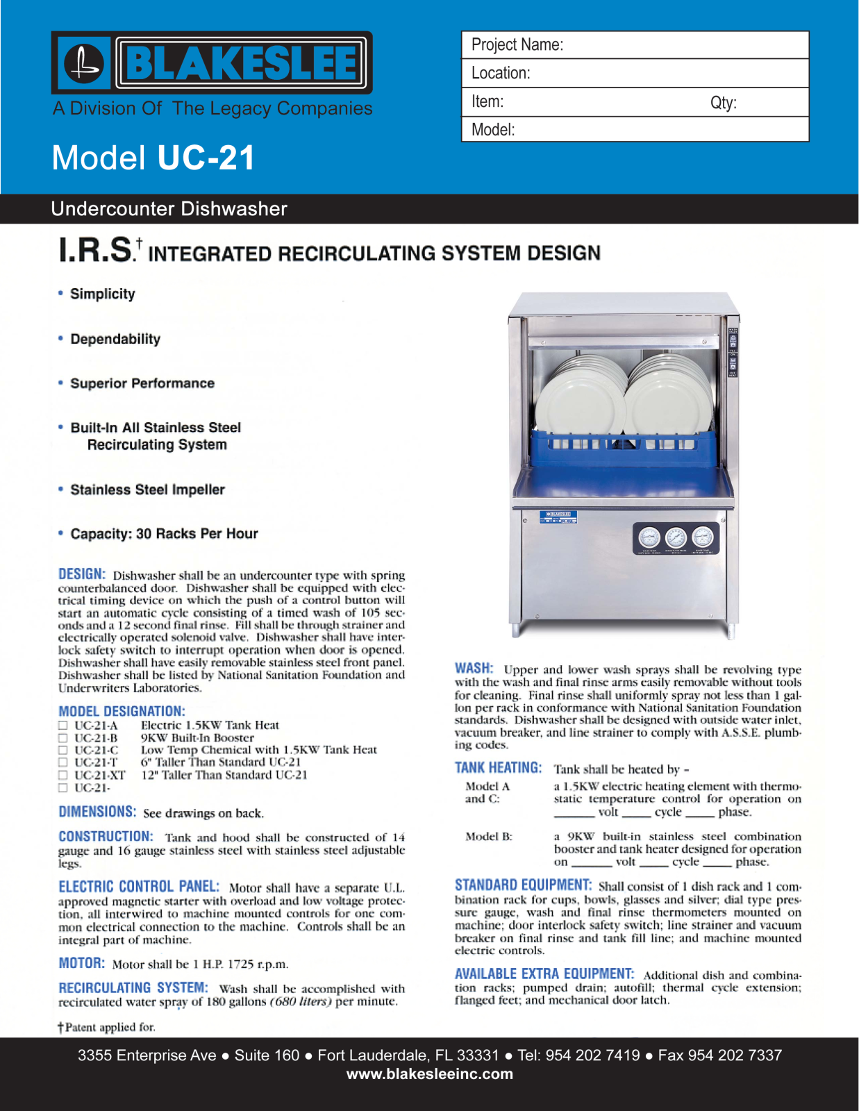 Blakeslee UC-21 User Manual