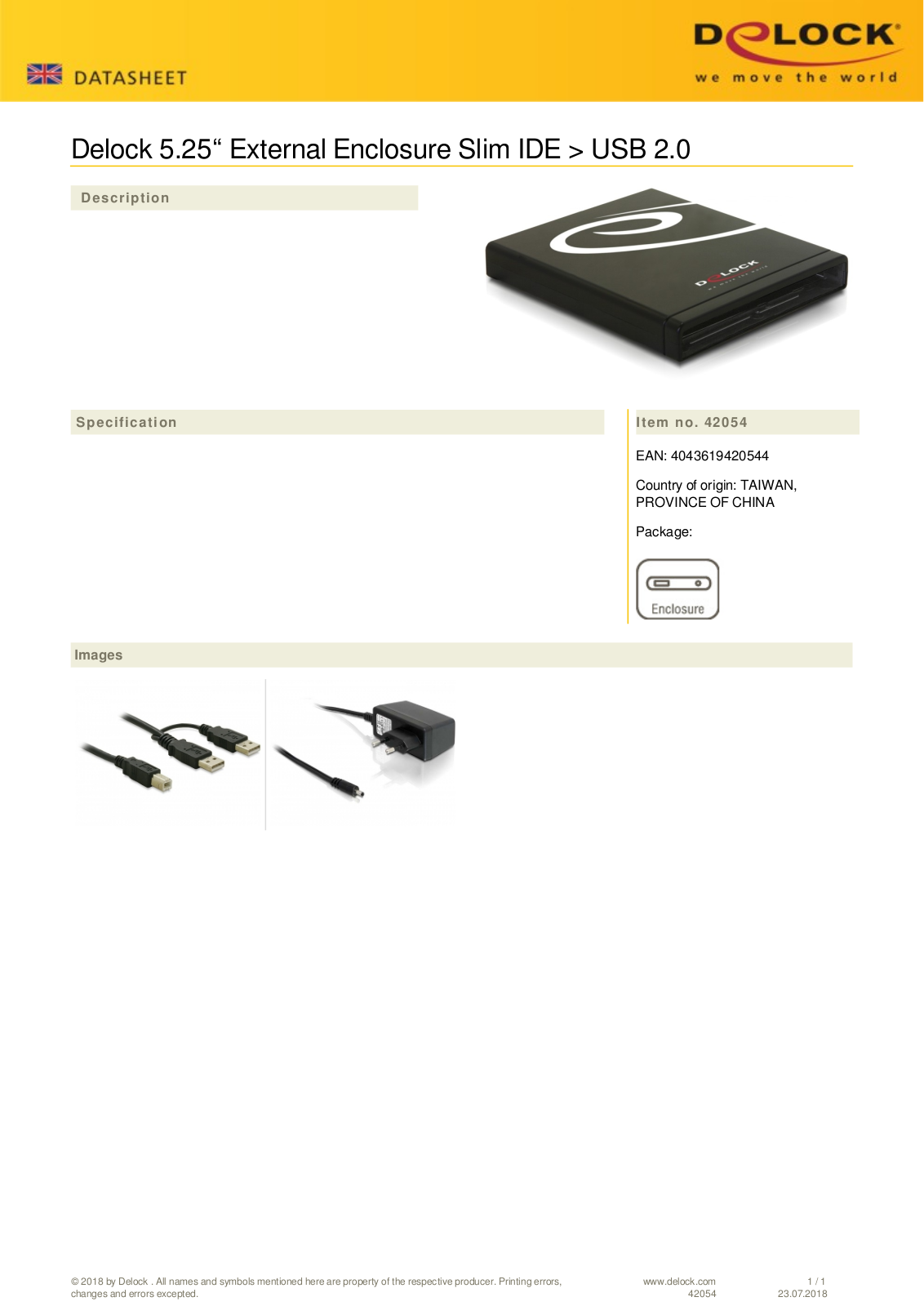 DeLOCK externes 5.25 -Gehäuse schwarz, USB 2.0 User Manual