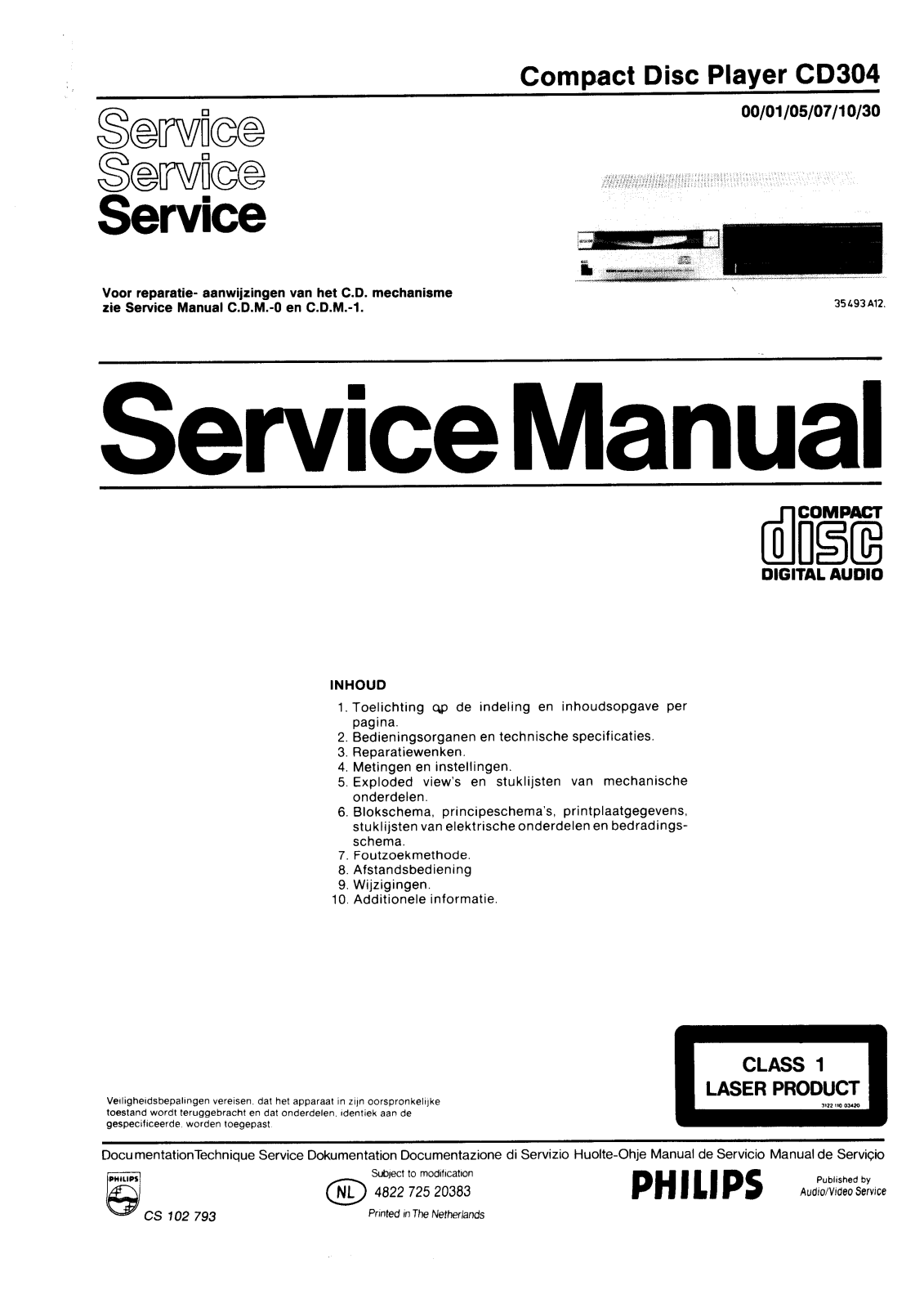 Philips CD304 SM2 Schematic