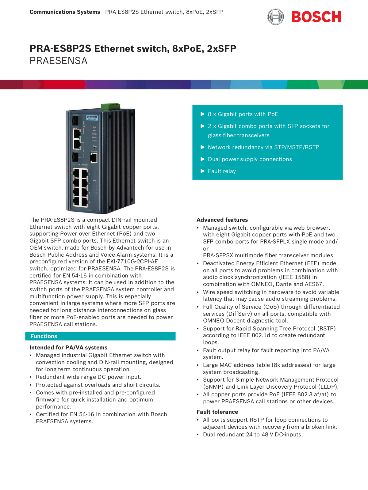 Bosch PRA-ES8P2S Datasheet