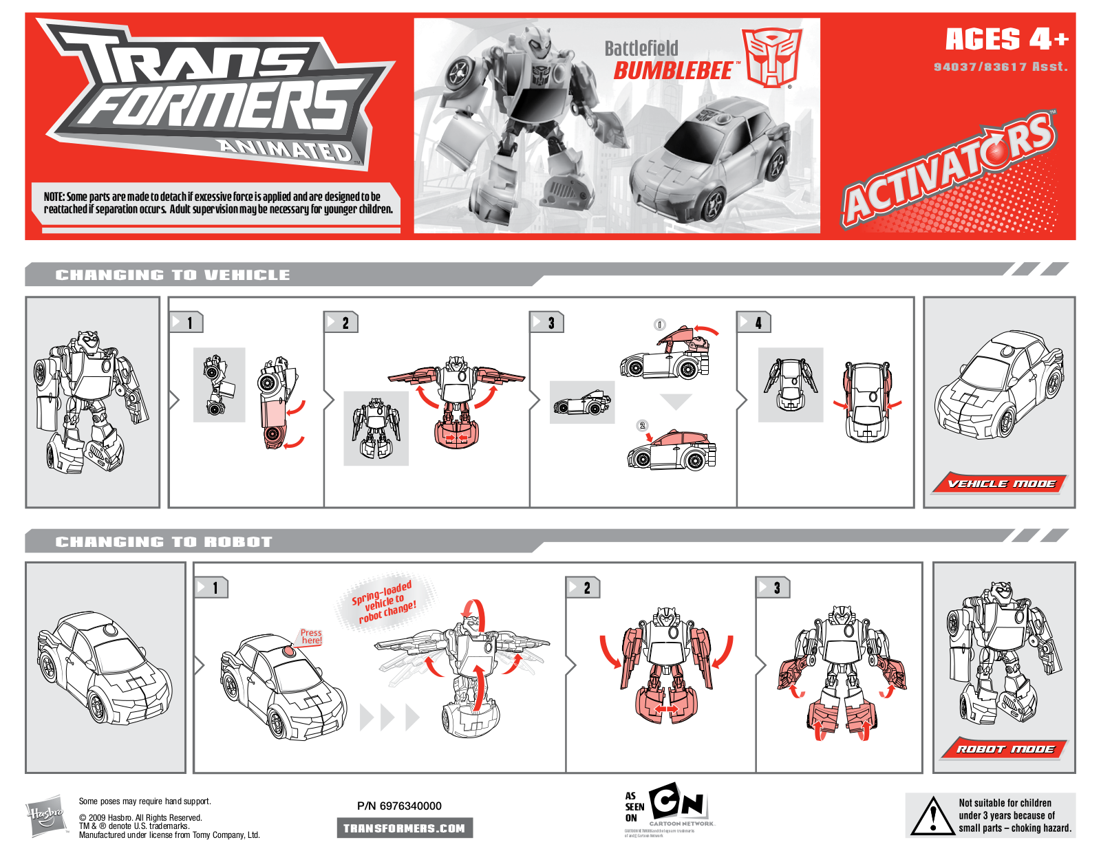 Hasbro TRANSFORMERS ANIMATED BATTLEFIELD BUMBLEBEE User Manual