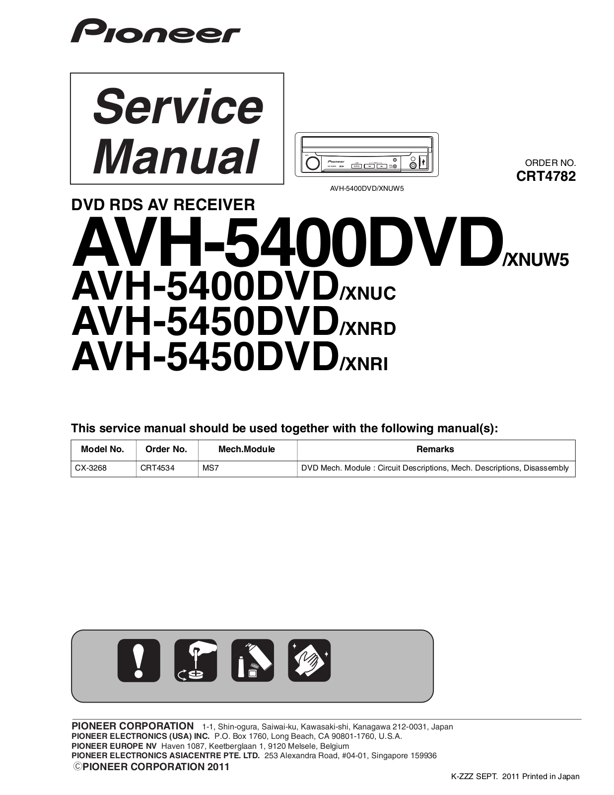 Pioneer AVH-5400DVD Service manual