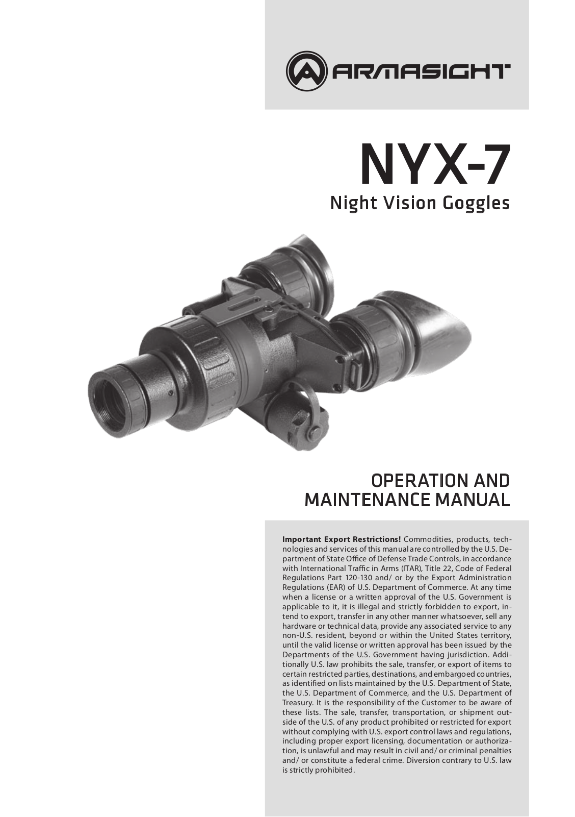 Armasight NSGNYX7001QGDI1 User Manual