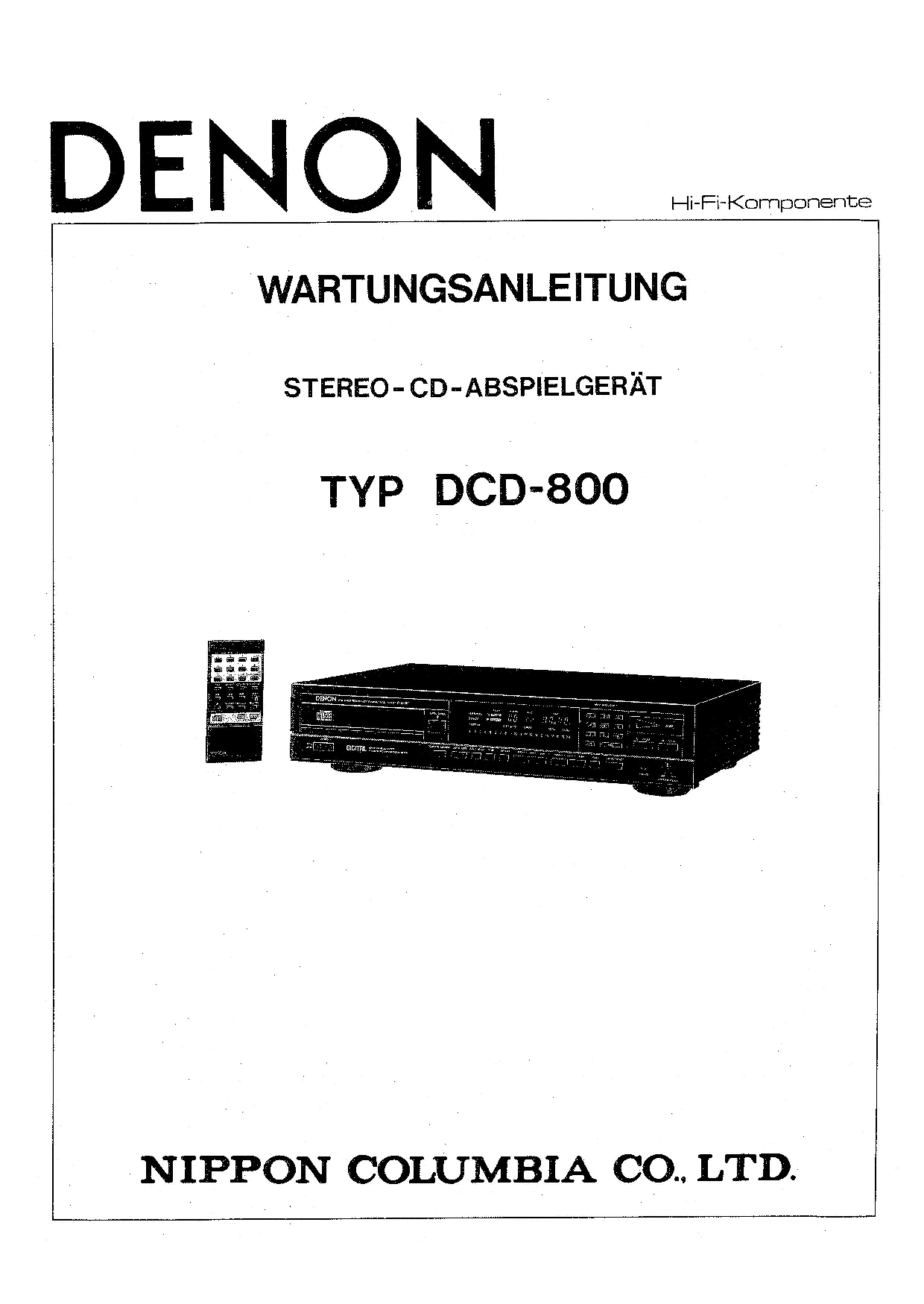 Denon DCD-800 Service Manual