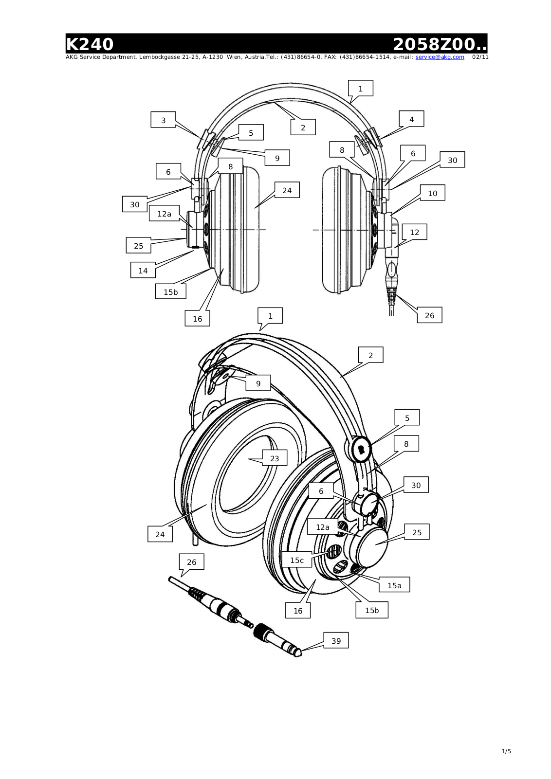 AKG K-240 Owners manual