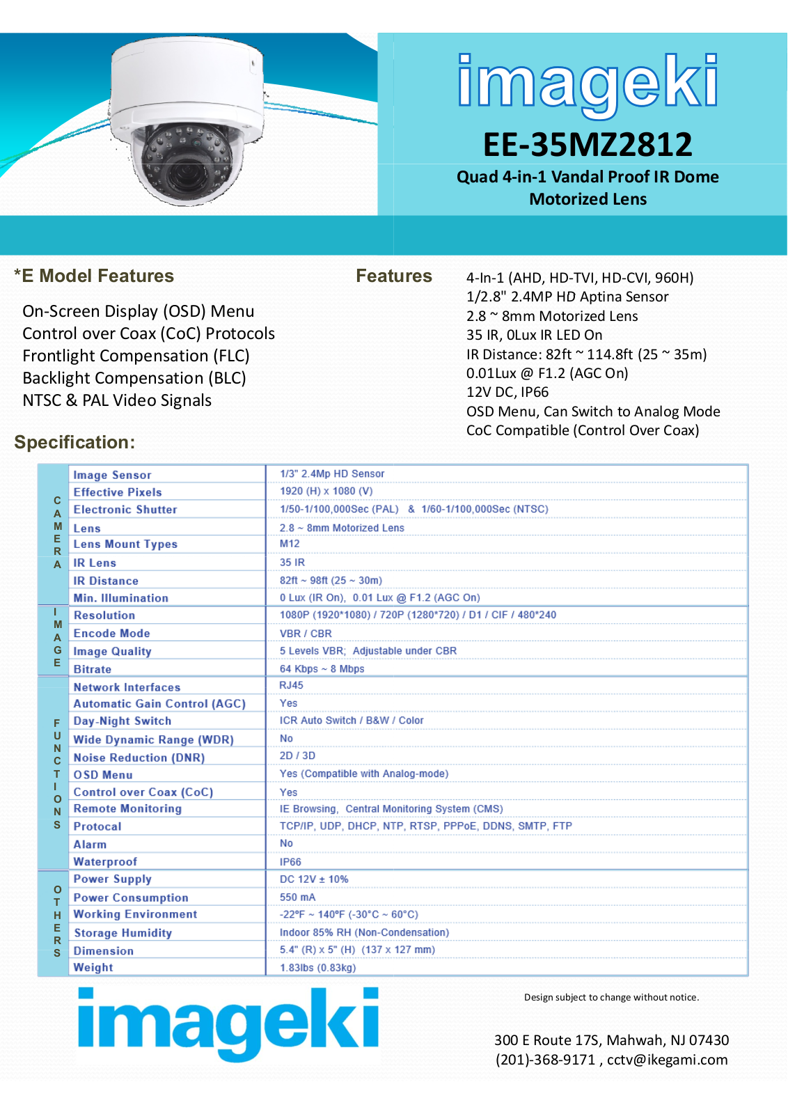 Ikegami EE-35MZ2812 Specsheet