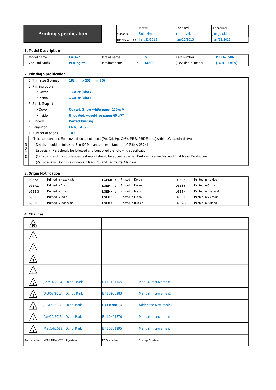 LG 60LA740S User Manual