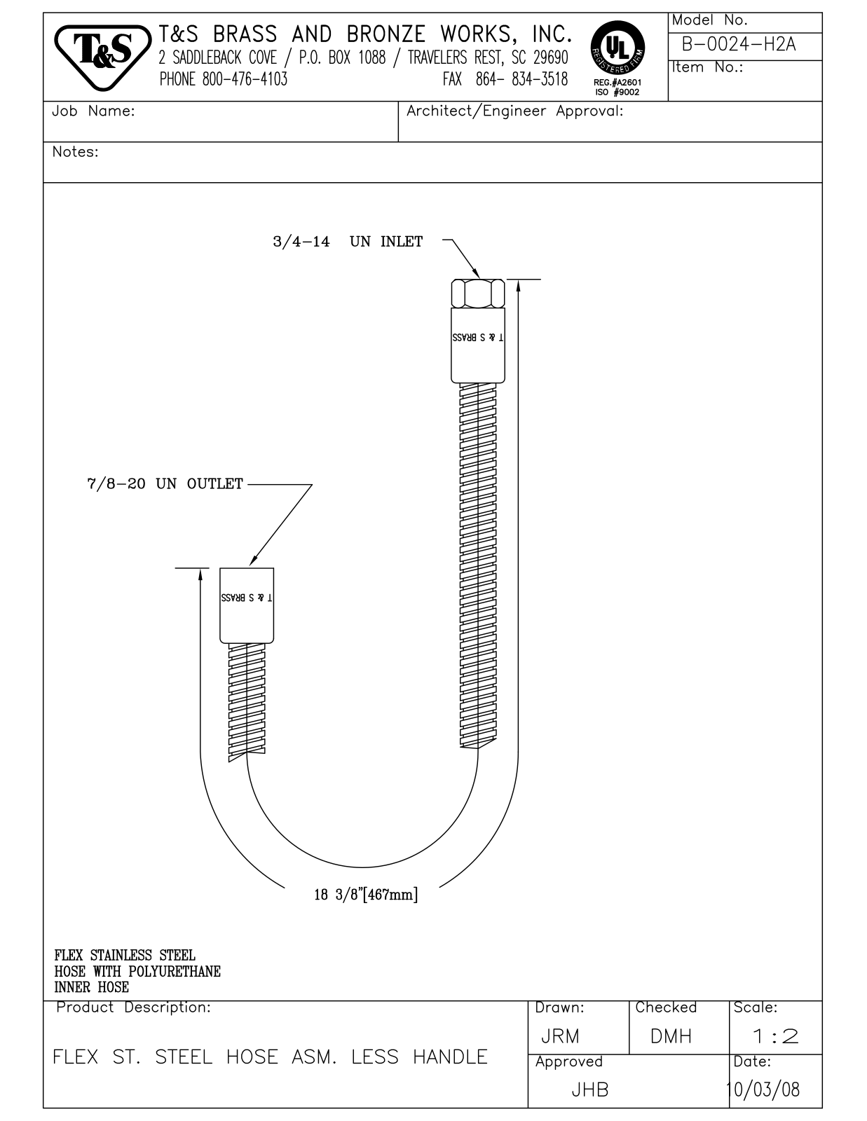 T&S Brass B-0024-H2A User Manual