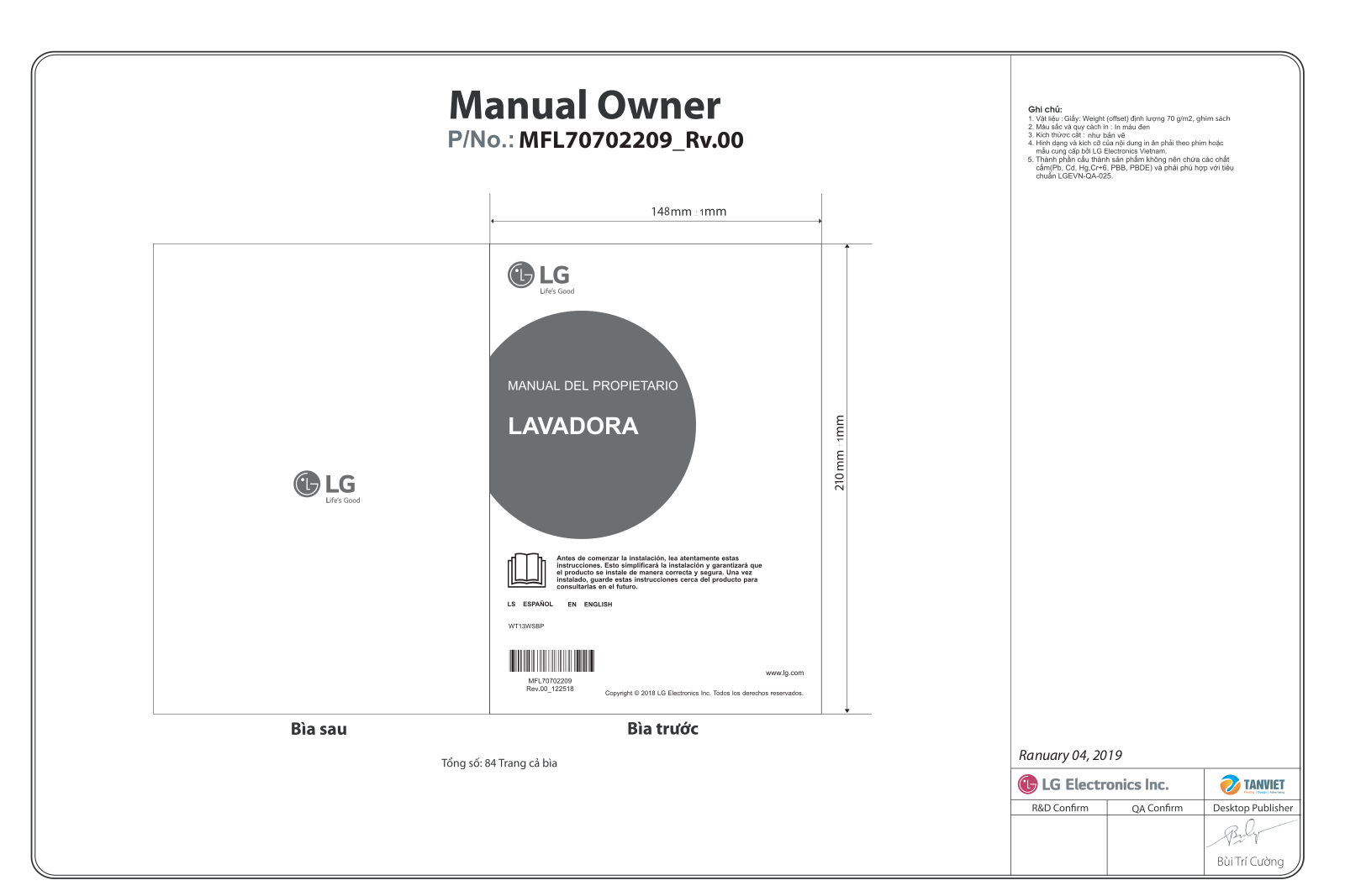 LG WT13WSBP Owner's manual