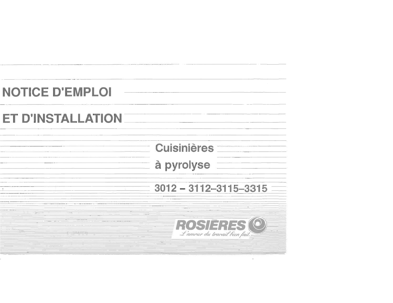 ROSIERES 3012, 3112, 3115, 3315 User Manual