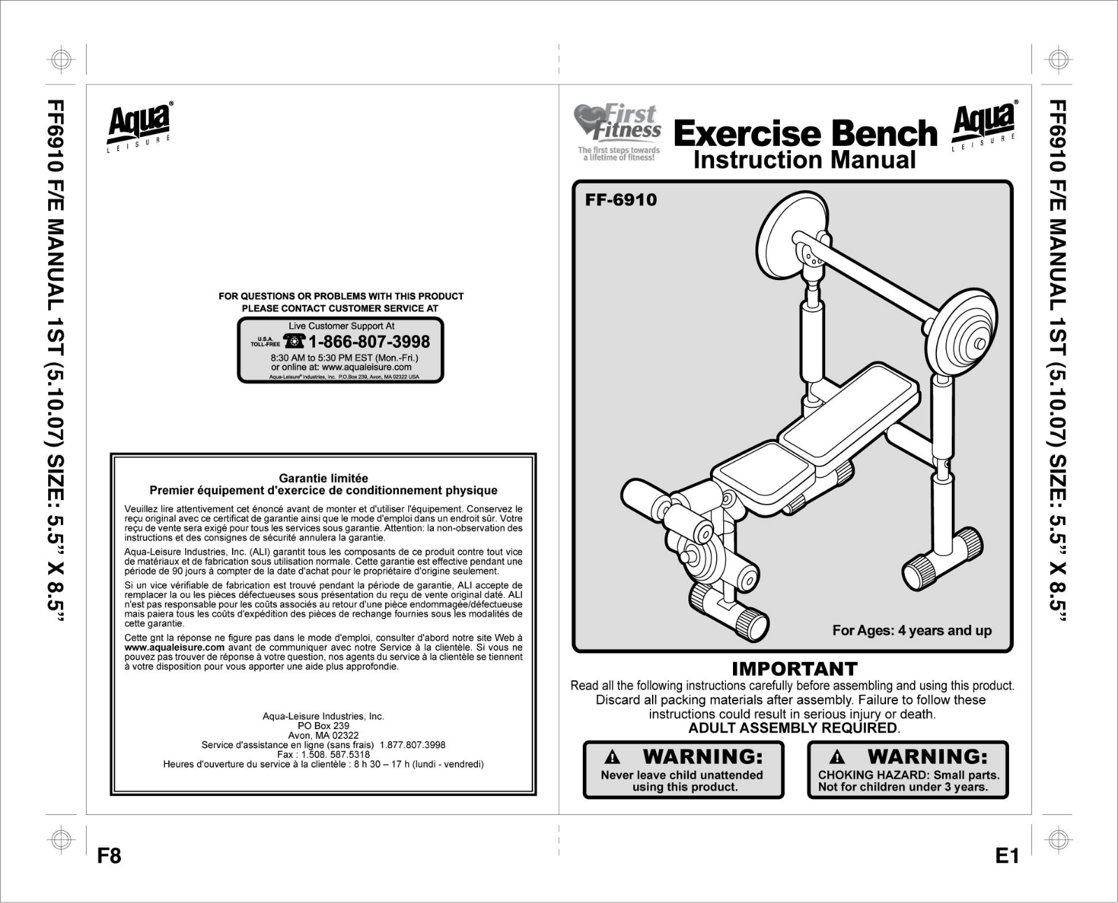 Aqua Leisure FF 6910 E, FF 6910 F User Manual