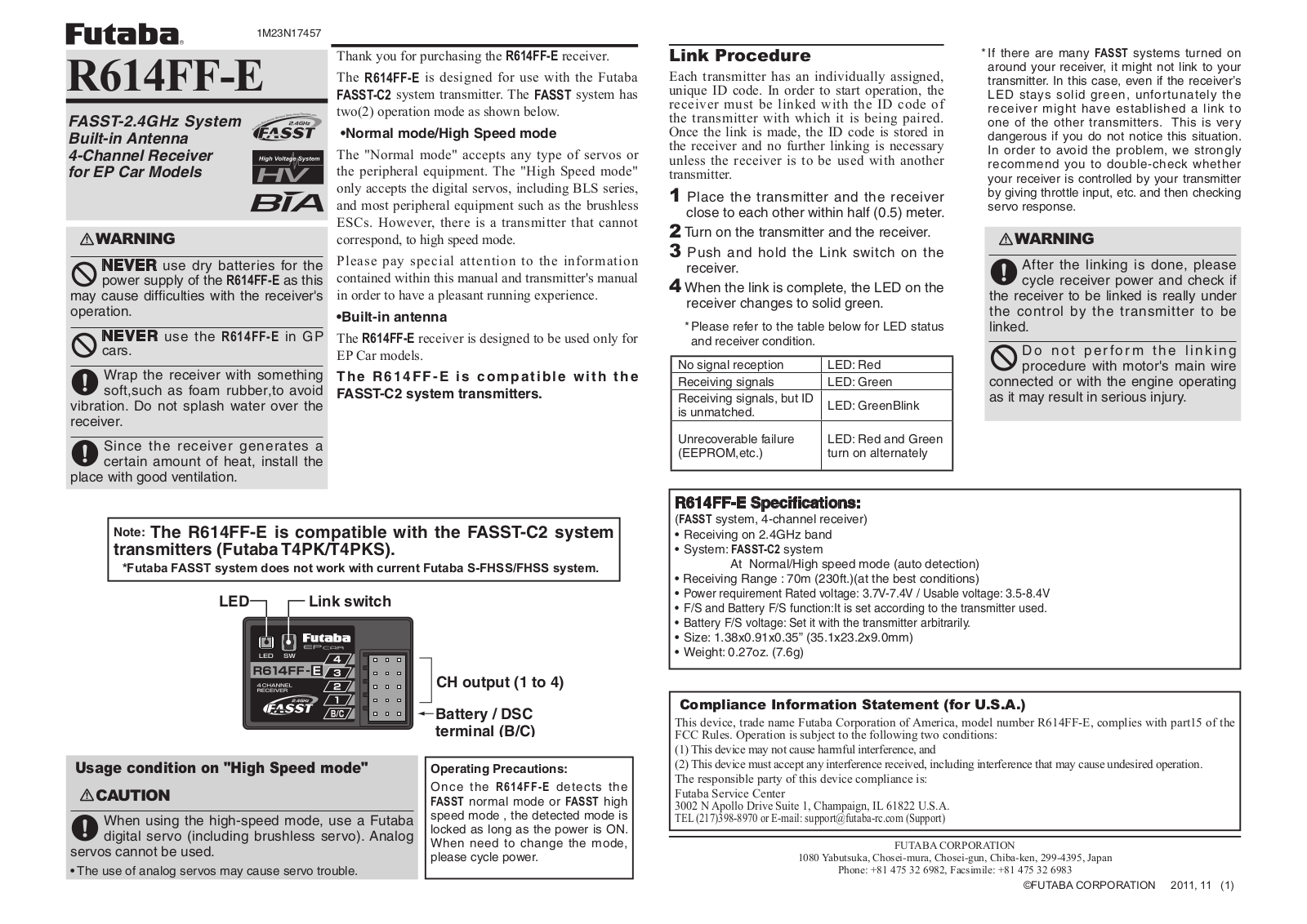 Futaba R614FF-E User Manual