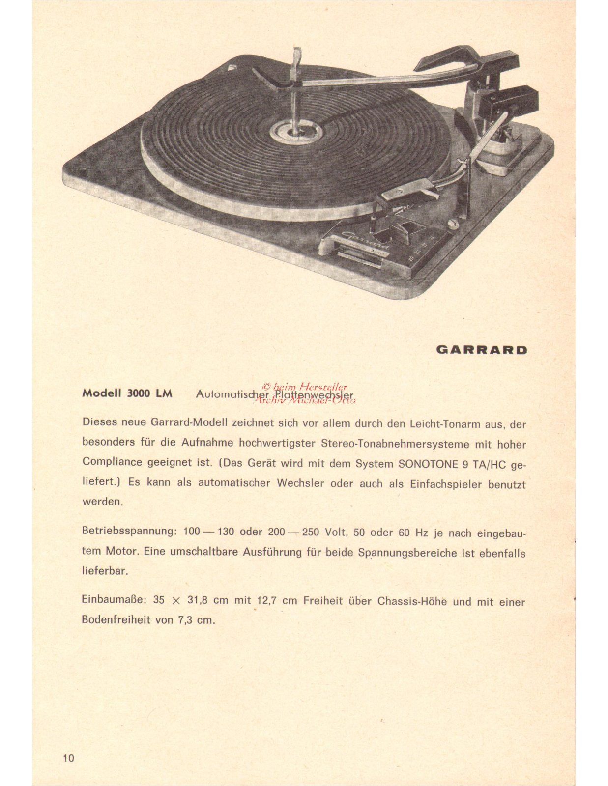 Garrard 3000-LM datasheet - ManualMachine.com