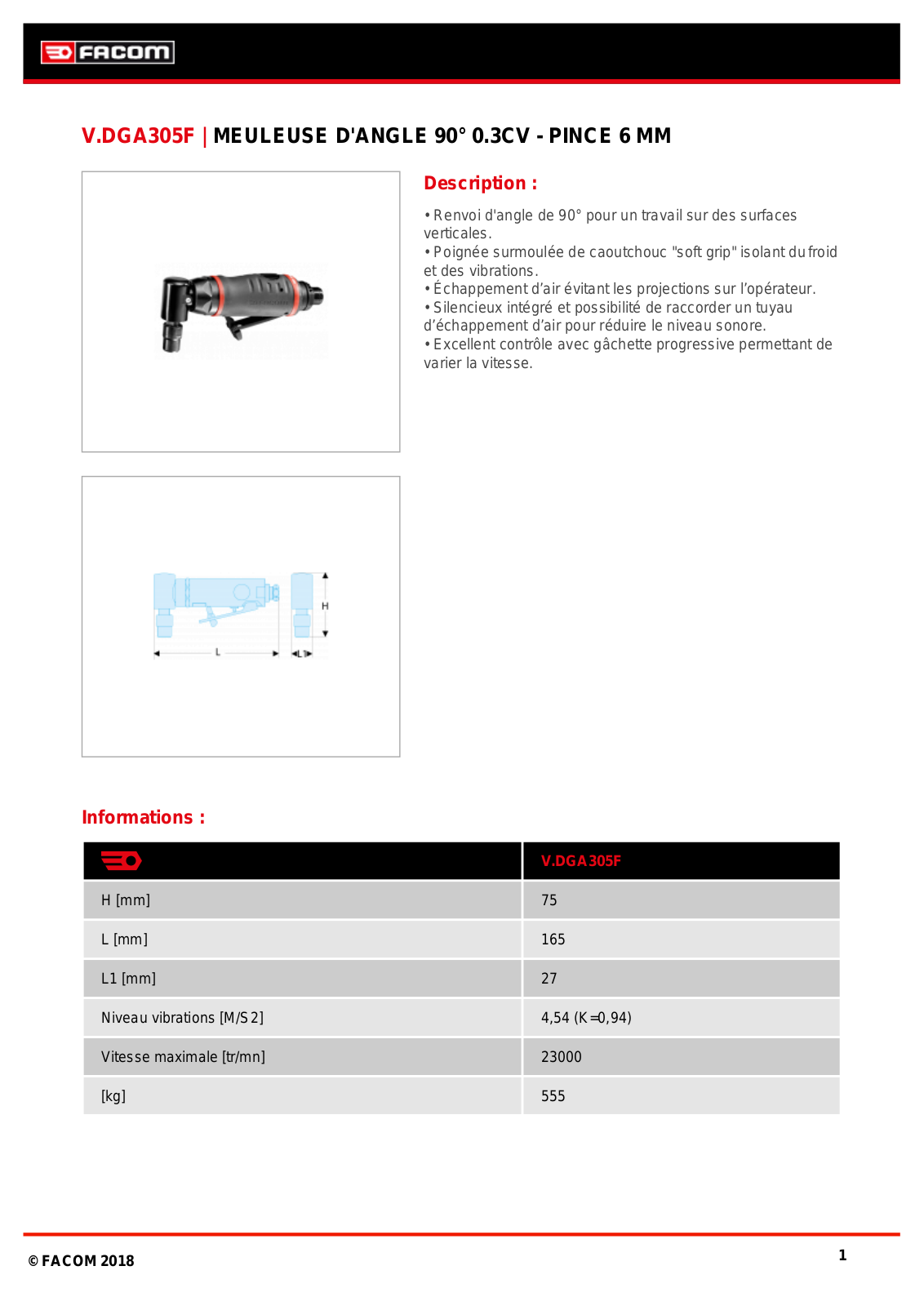 Facom V.DGA305FPF Specification - ManualMachine.com