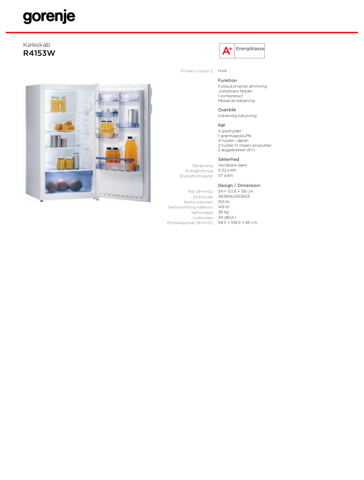 Gorenje R4153W BROCHURE