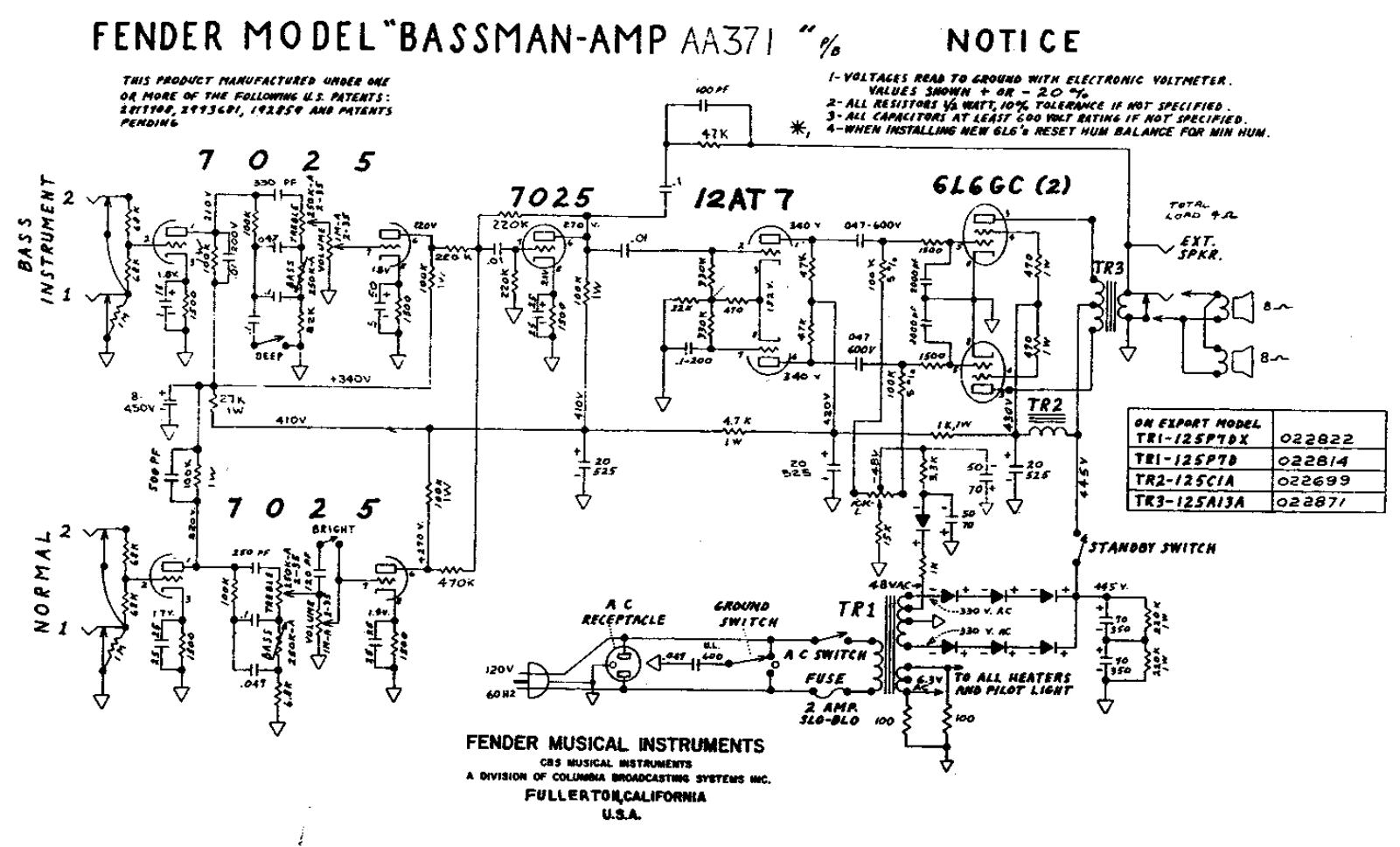 Fender AA371 Schematic