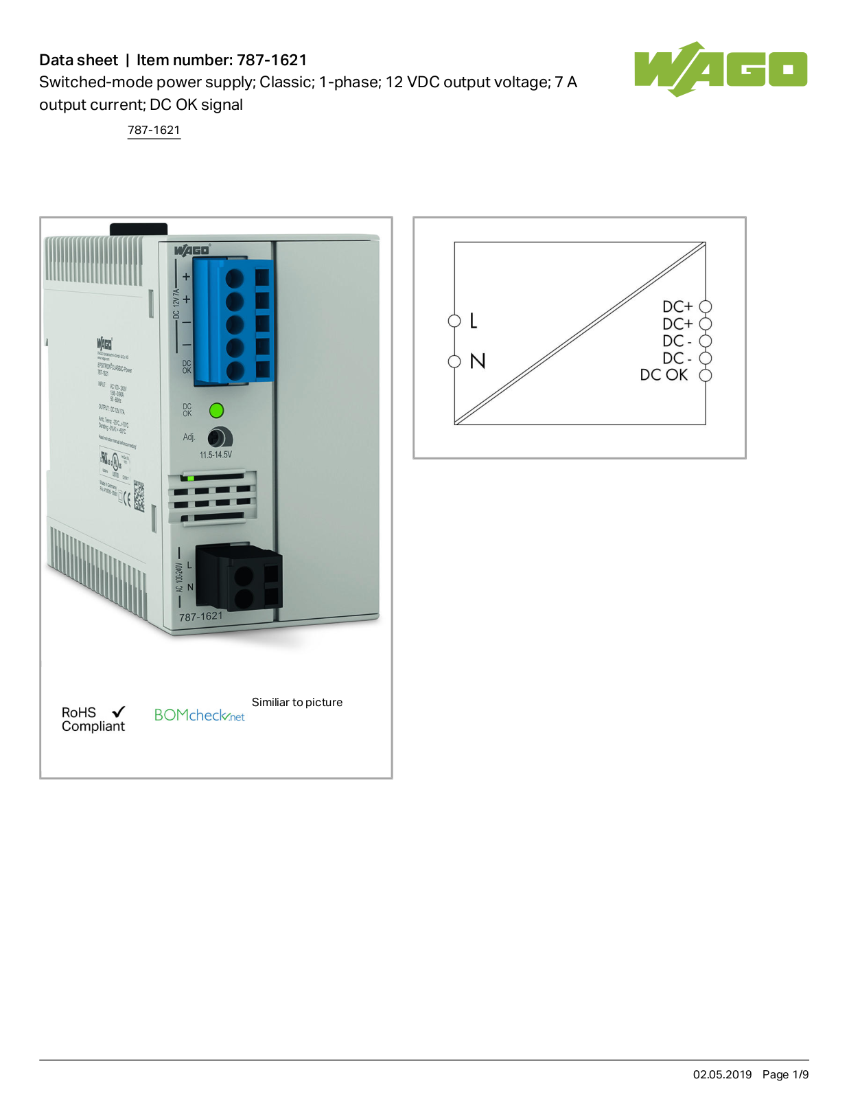 Wago 787-1621 Data Sheet