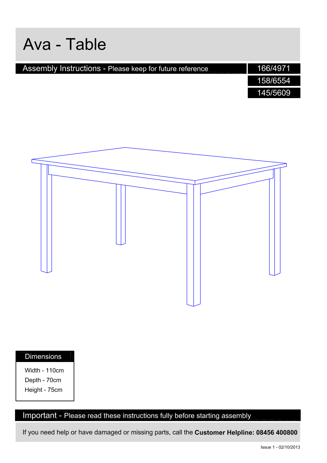 Argos 166/4971, 158/6554, 145/5609 User guide - ManualMachine.com