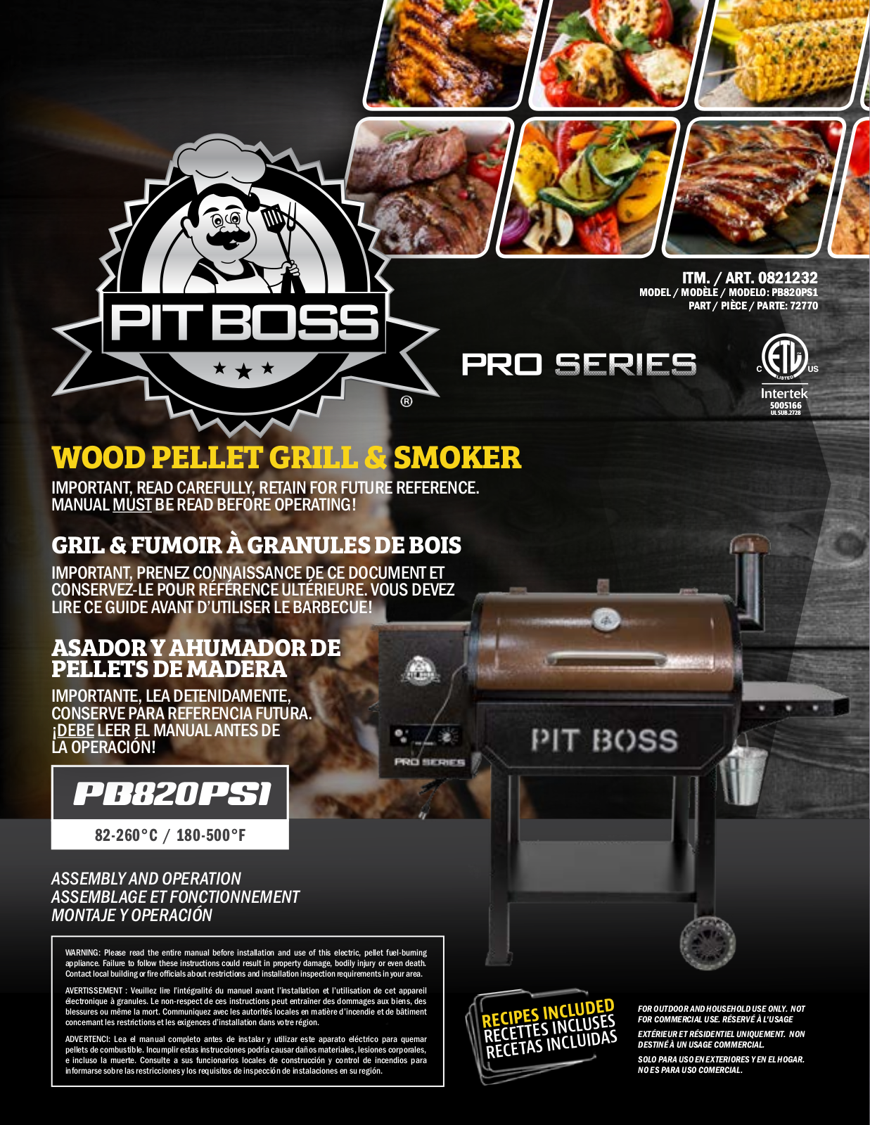 Pit boss PB820PS1 User Manual