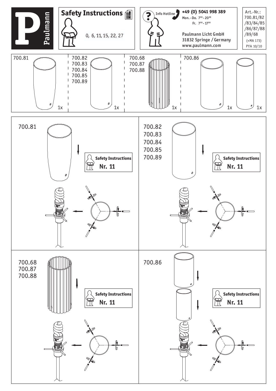 Paulmann 70081, 70082, 70083, 70084, 70085 Safety instructions - ManualMachine.com