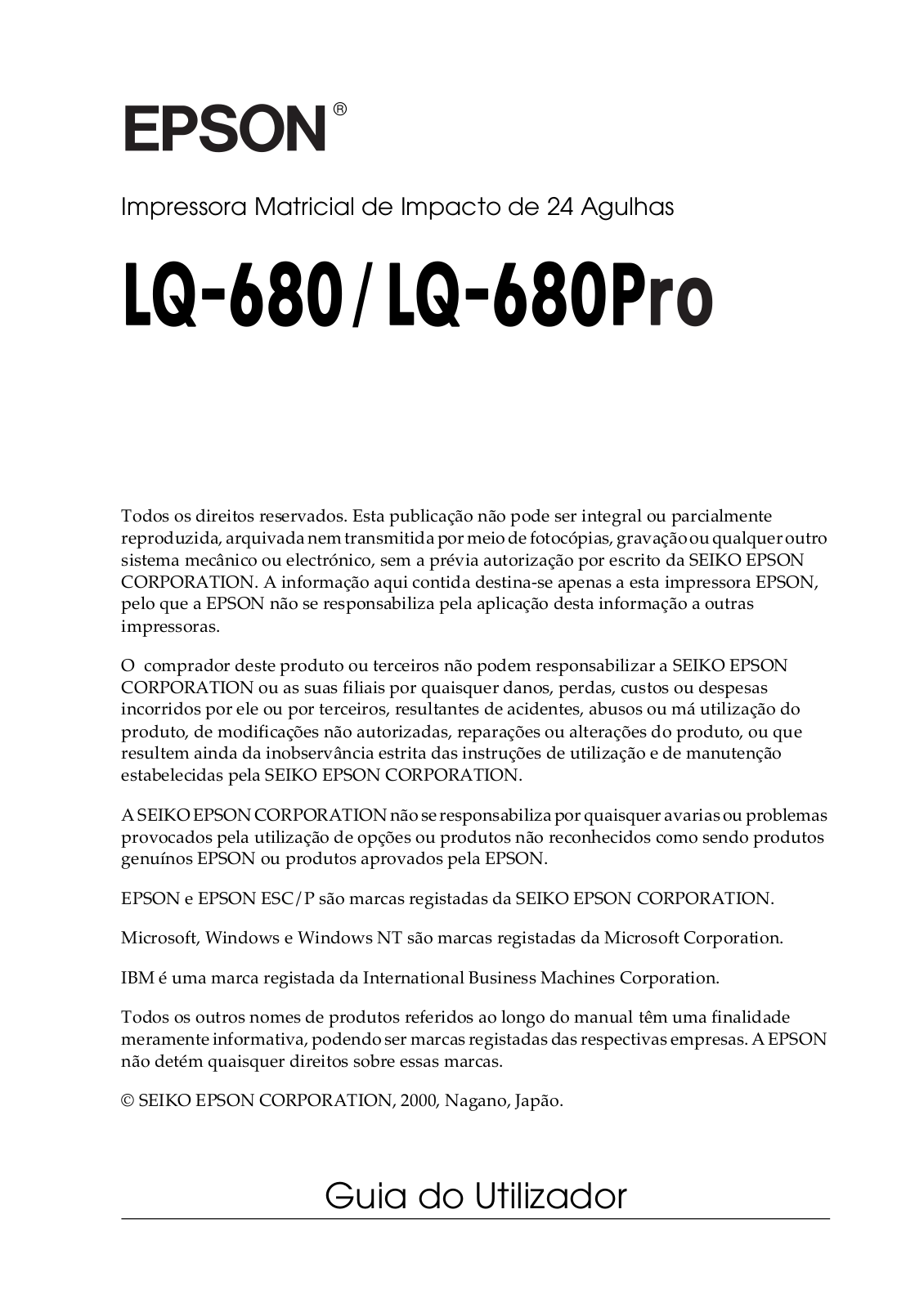 Epson LQ-680, LQ-680PRO User Manual