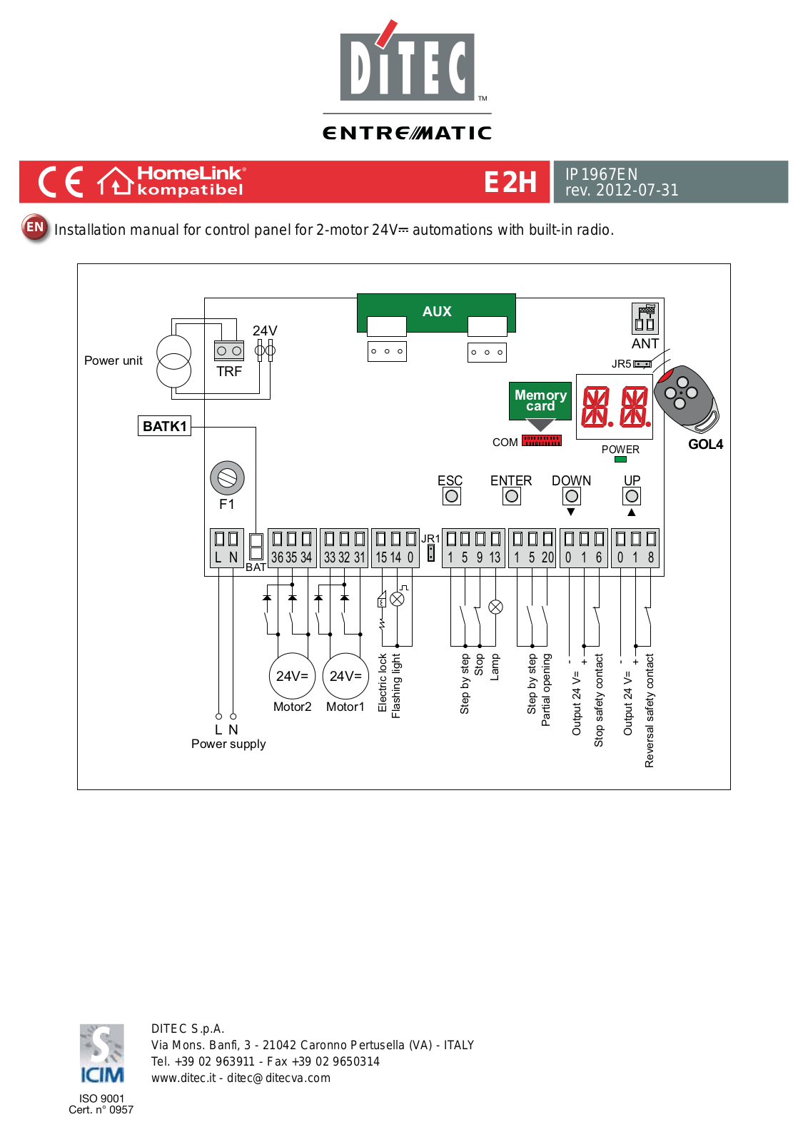 Ditec E2H User Manual