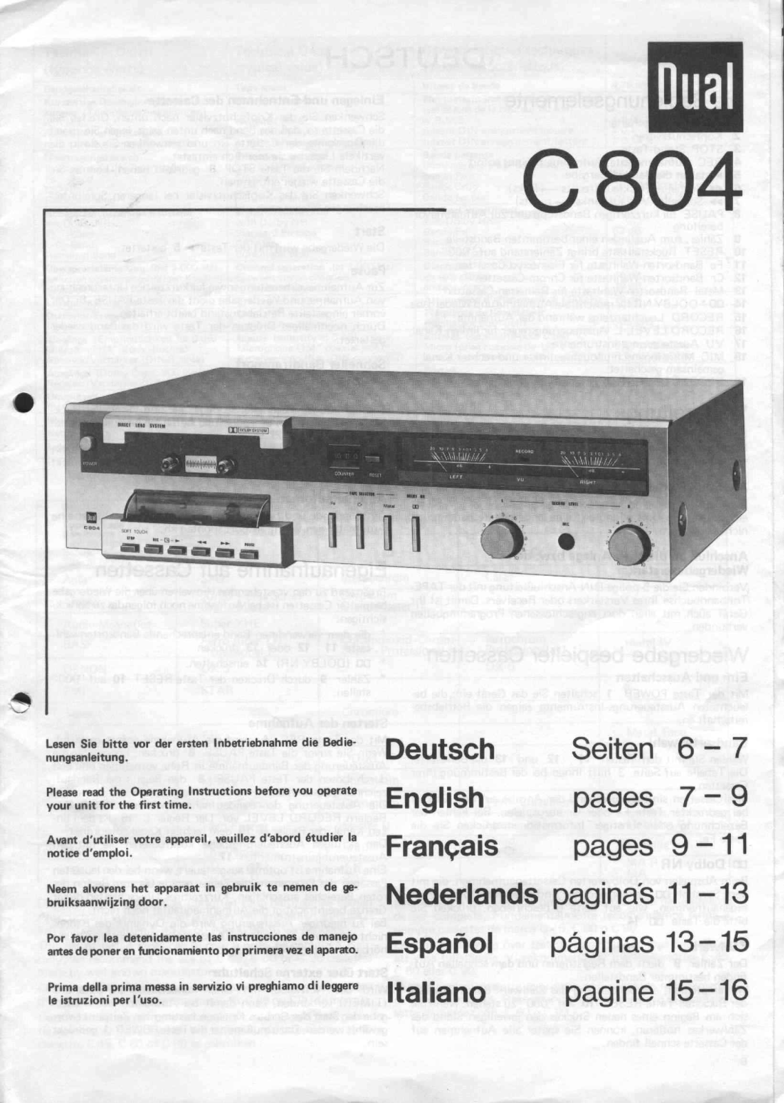 Dual C-804 Owners Manual