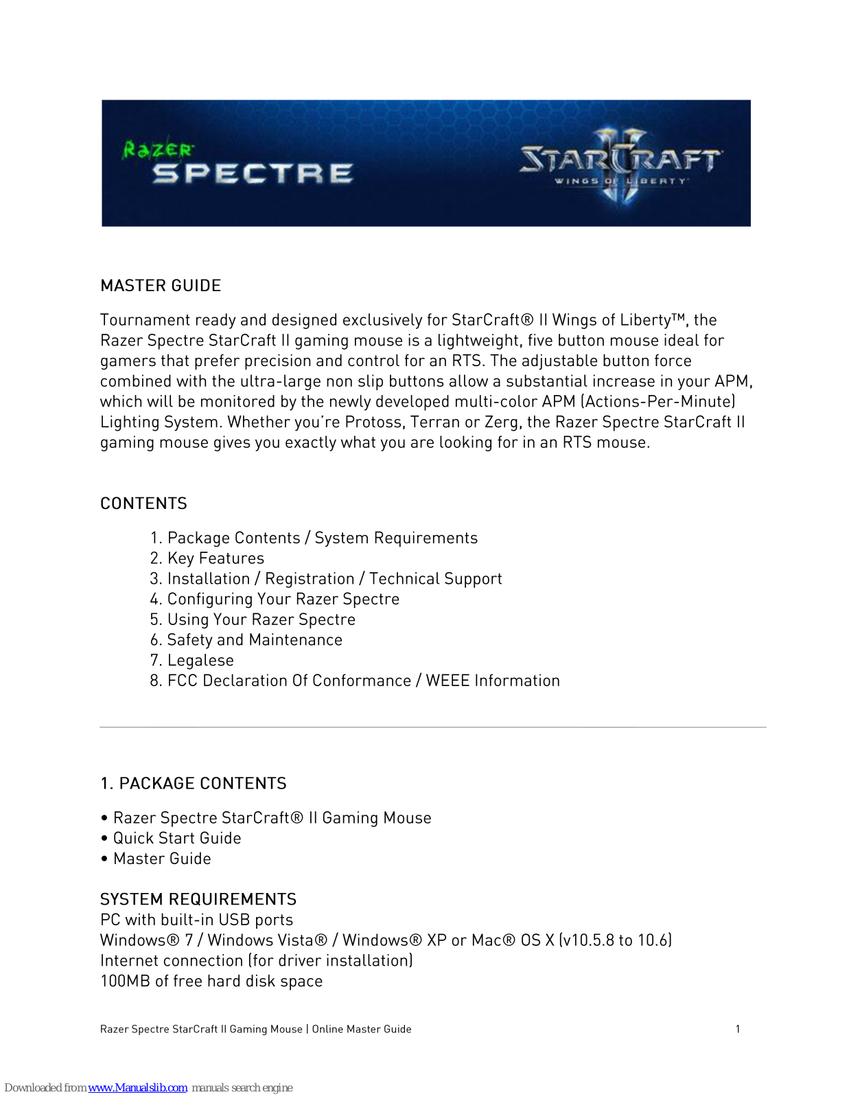 Razer StarCraft II Configurator Master Manual