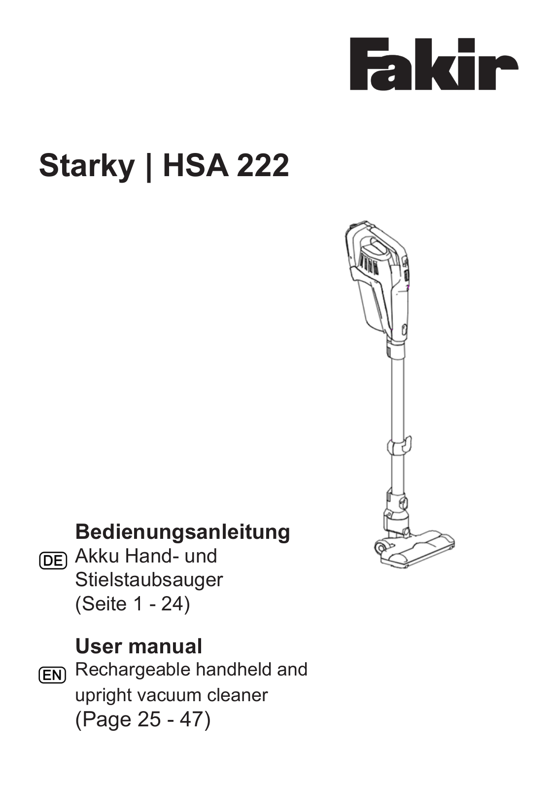 FAKIR HSA 222 operation manual