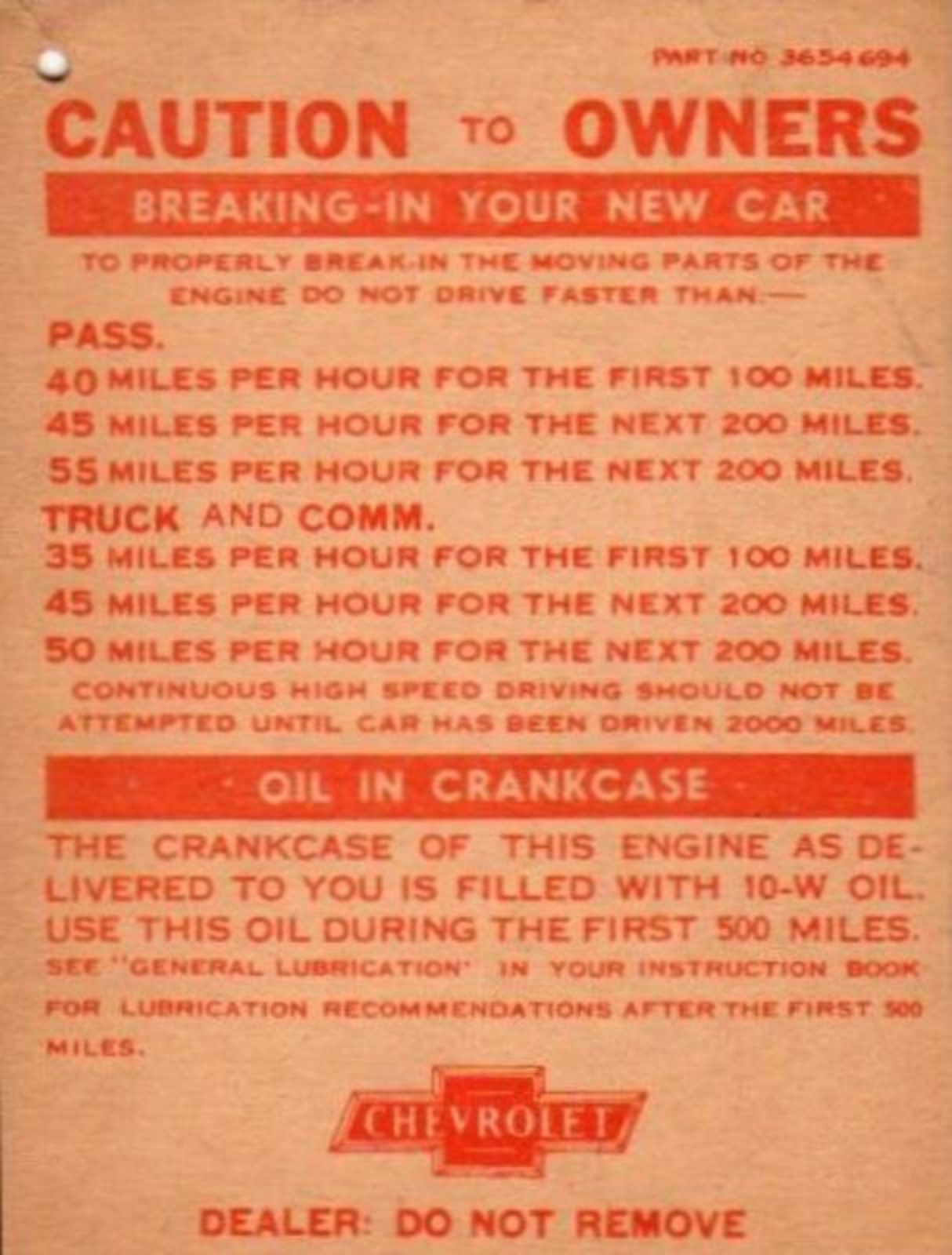 Chevrolet 1940 Operating Instructions