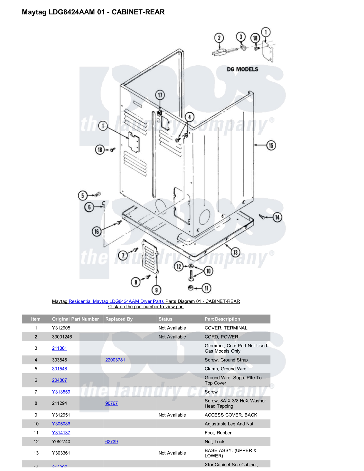 Maytag LDG8424AAM Parts Diagram