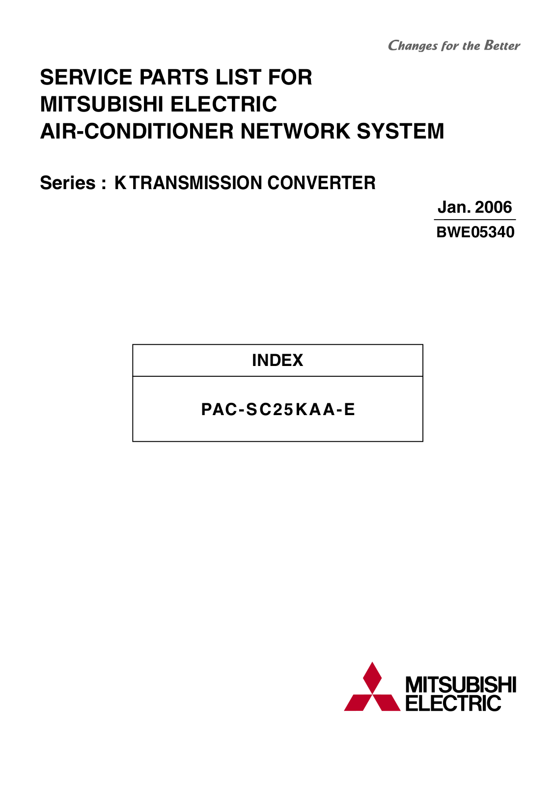 Mitsubishi PAC-SC25KAA-E PARTS CATALOG