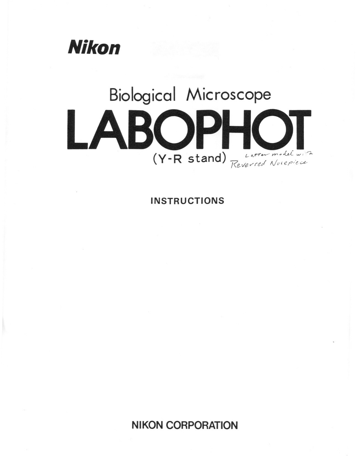 Nikon Labophot User manual