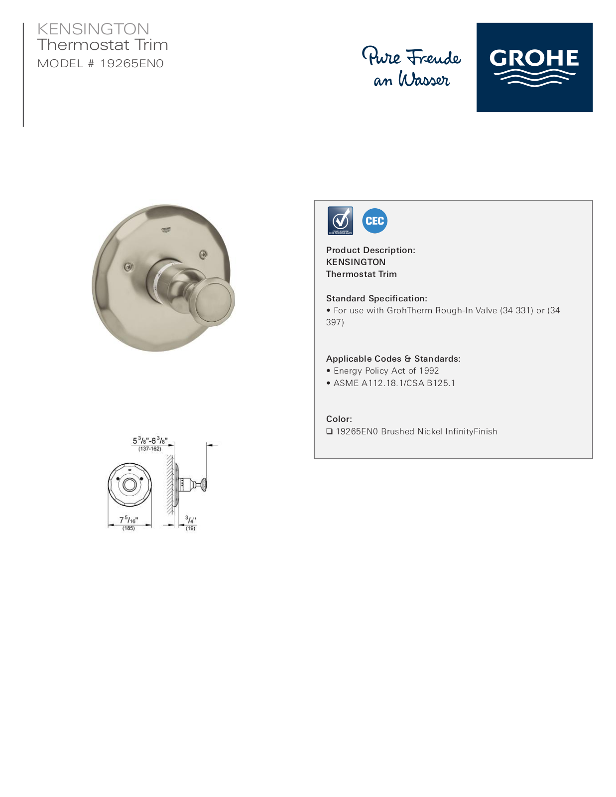 GROHE GRH3165 Specifications - ManualMachine.com
