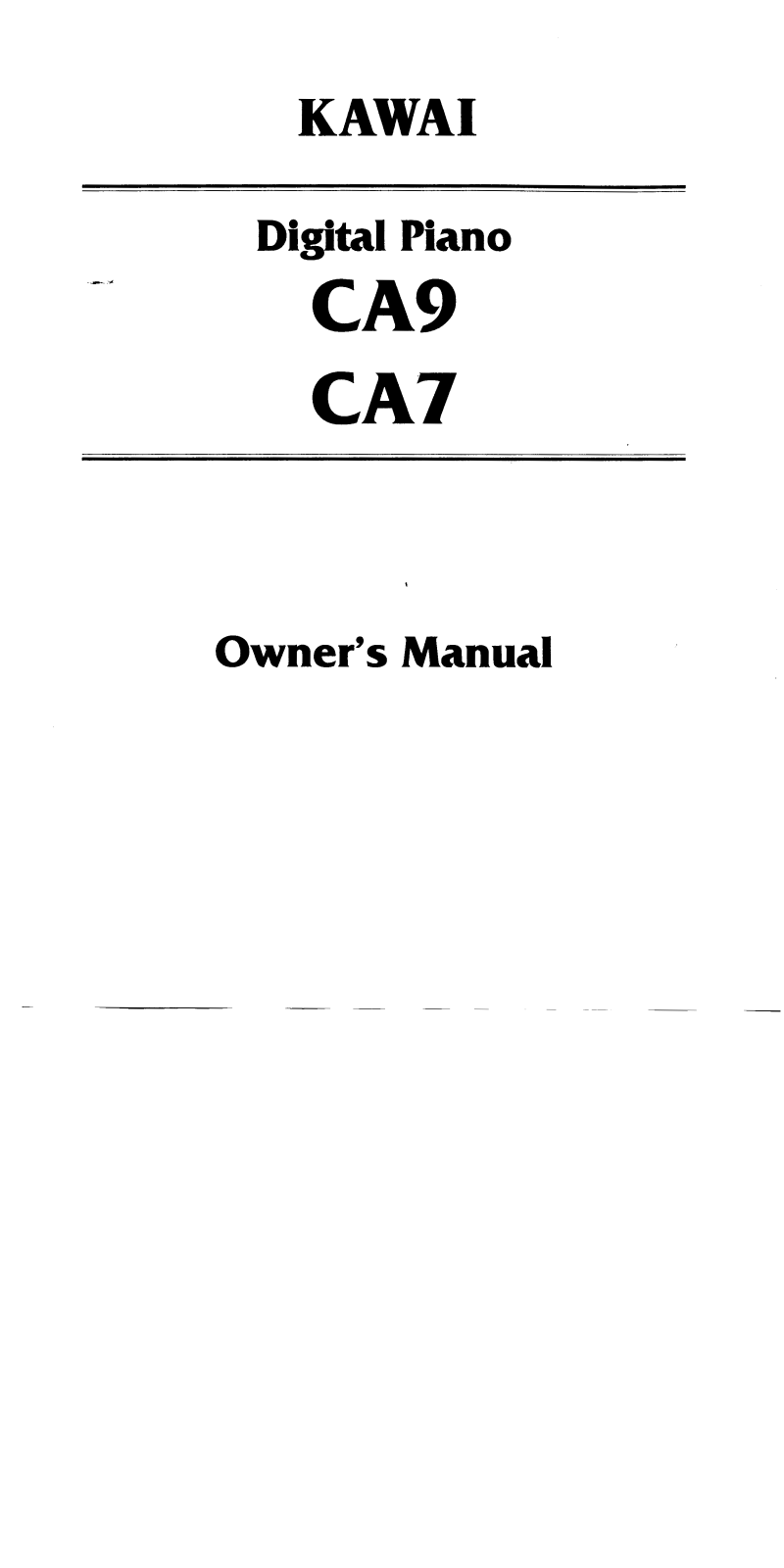 Kawai CA9, CA7 User Manual