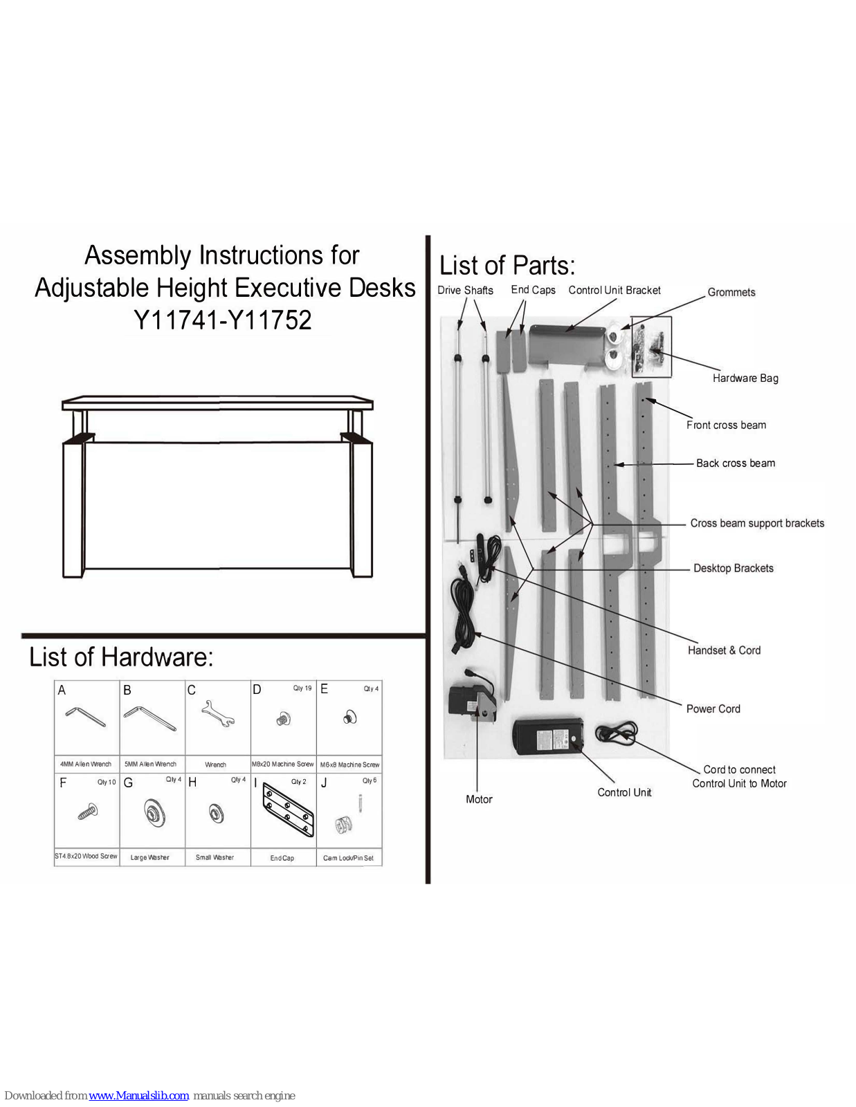 Modern Office Y11741, Y11752 Assembly Instructions Manual