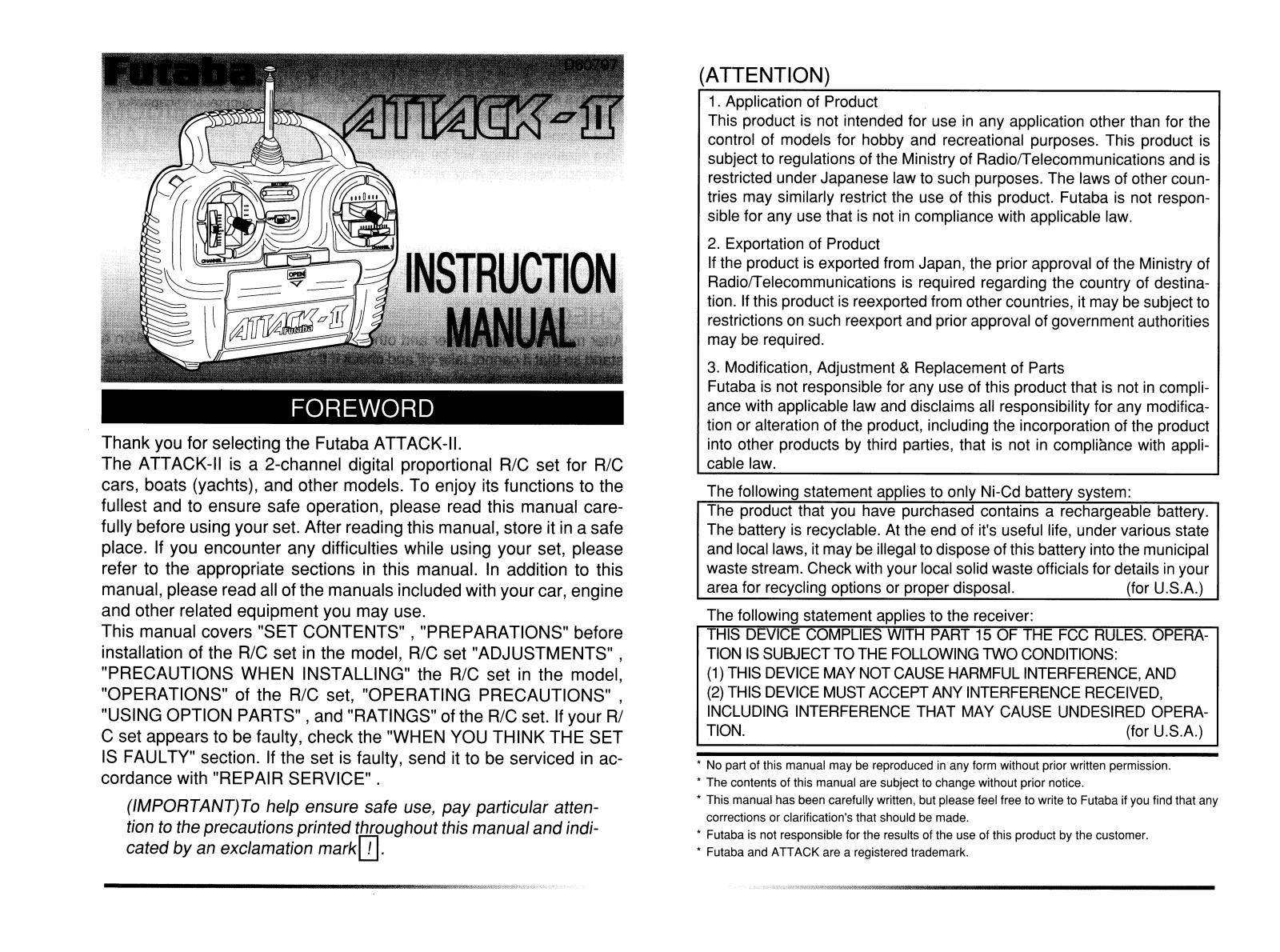 Futaba ATTACK II User Manual