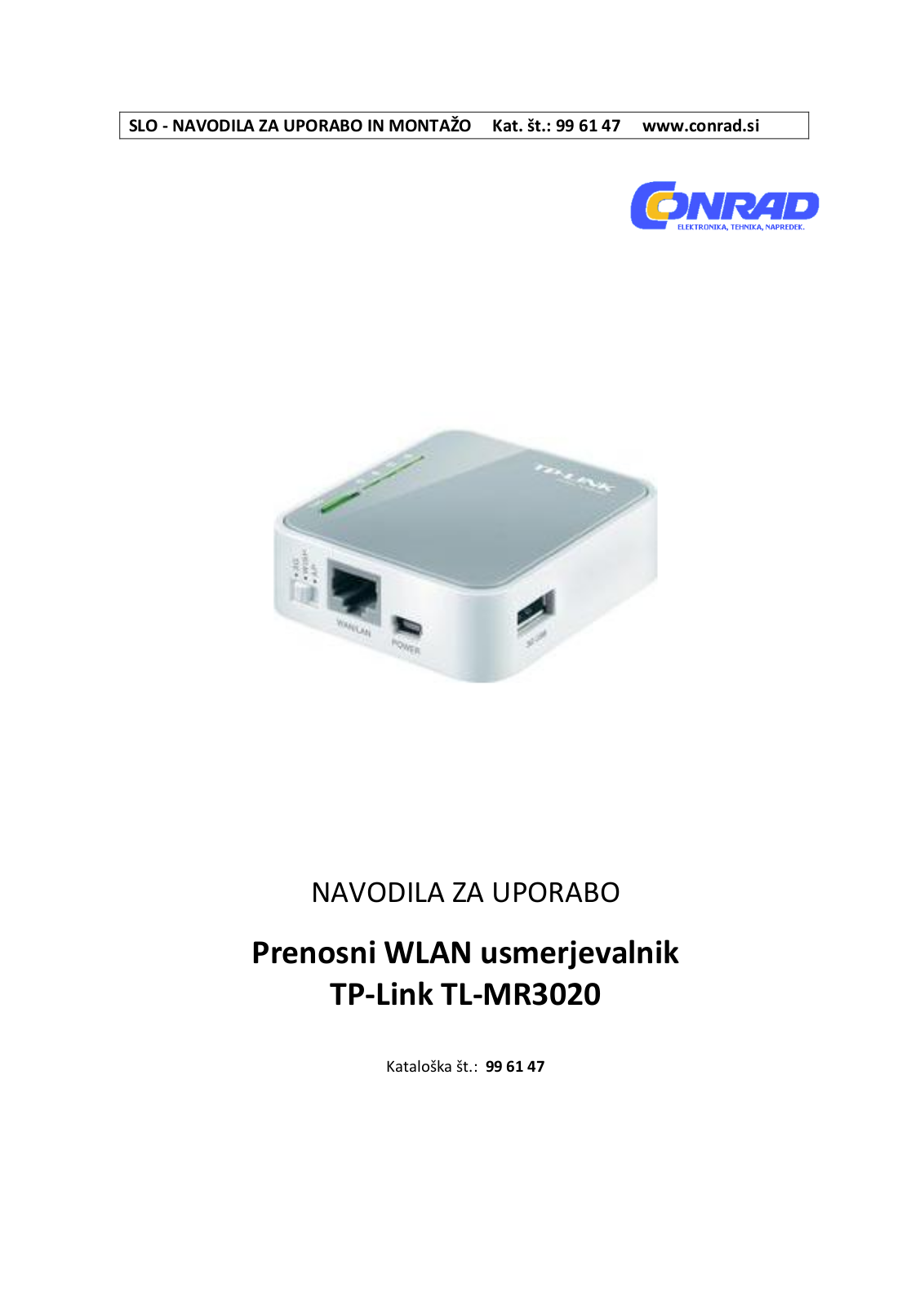 TP-LINK TL-MR3020 User guide