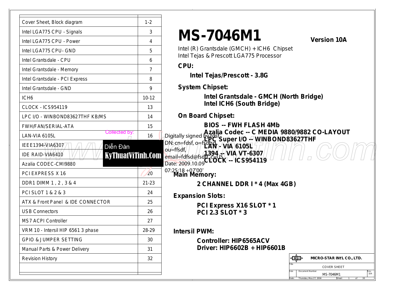 MSI MS-7046M1 Schematic