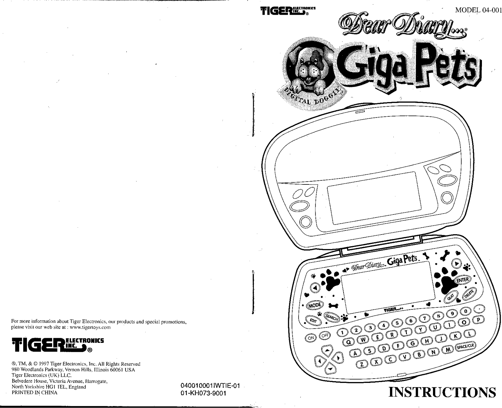 Hasbro DEAR DIARY GIGA PETS User Manual