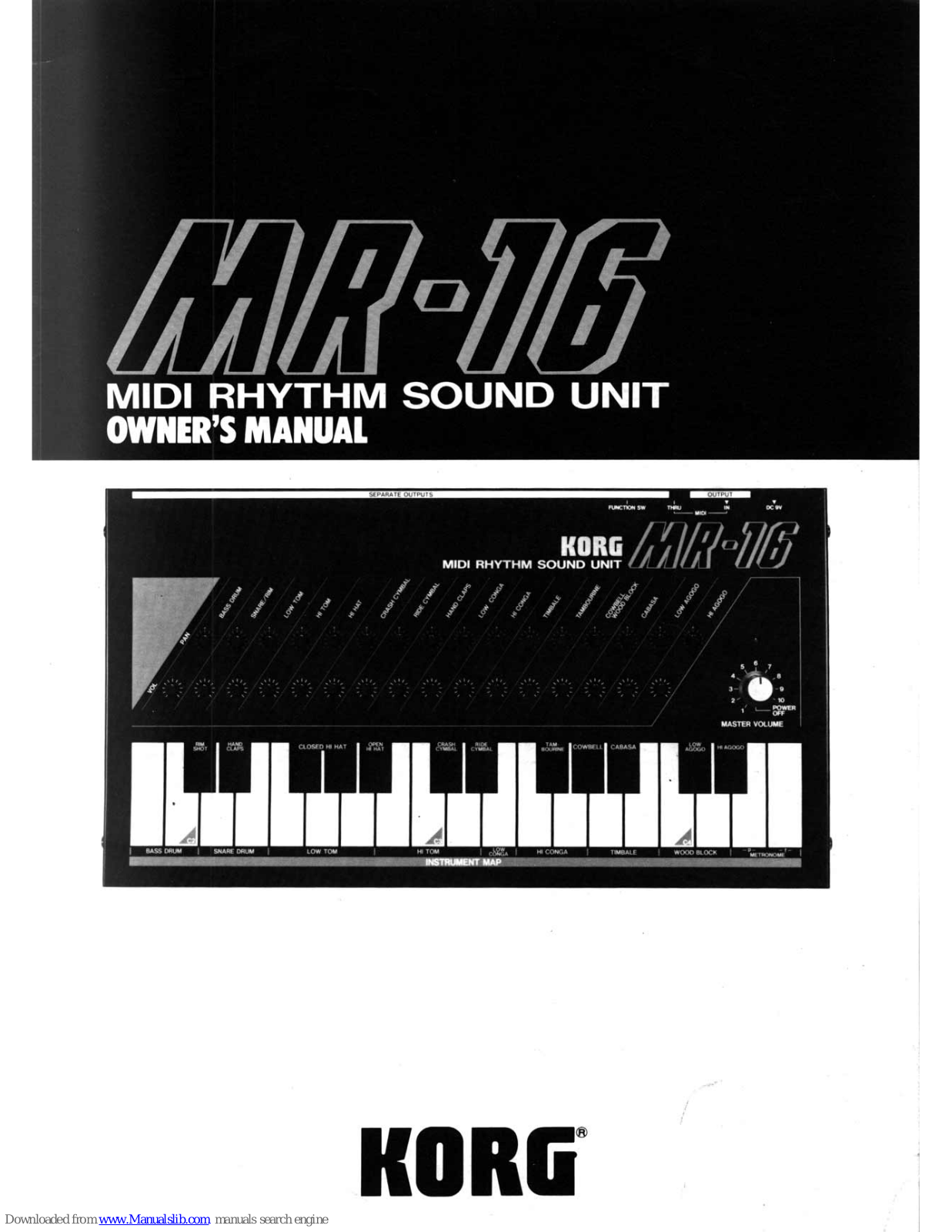 Korg MR-16 Owner's Manual