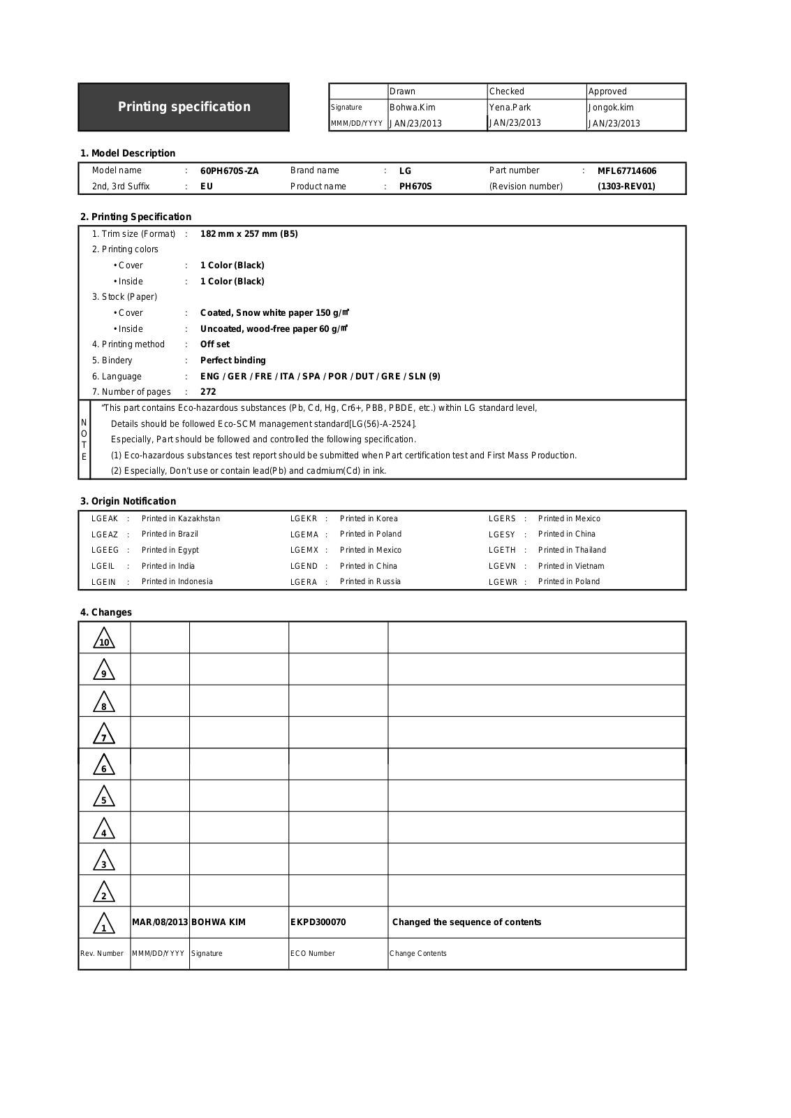 LG 50PH6608 User Manual