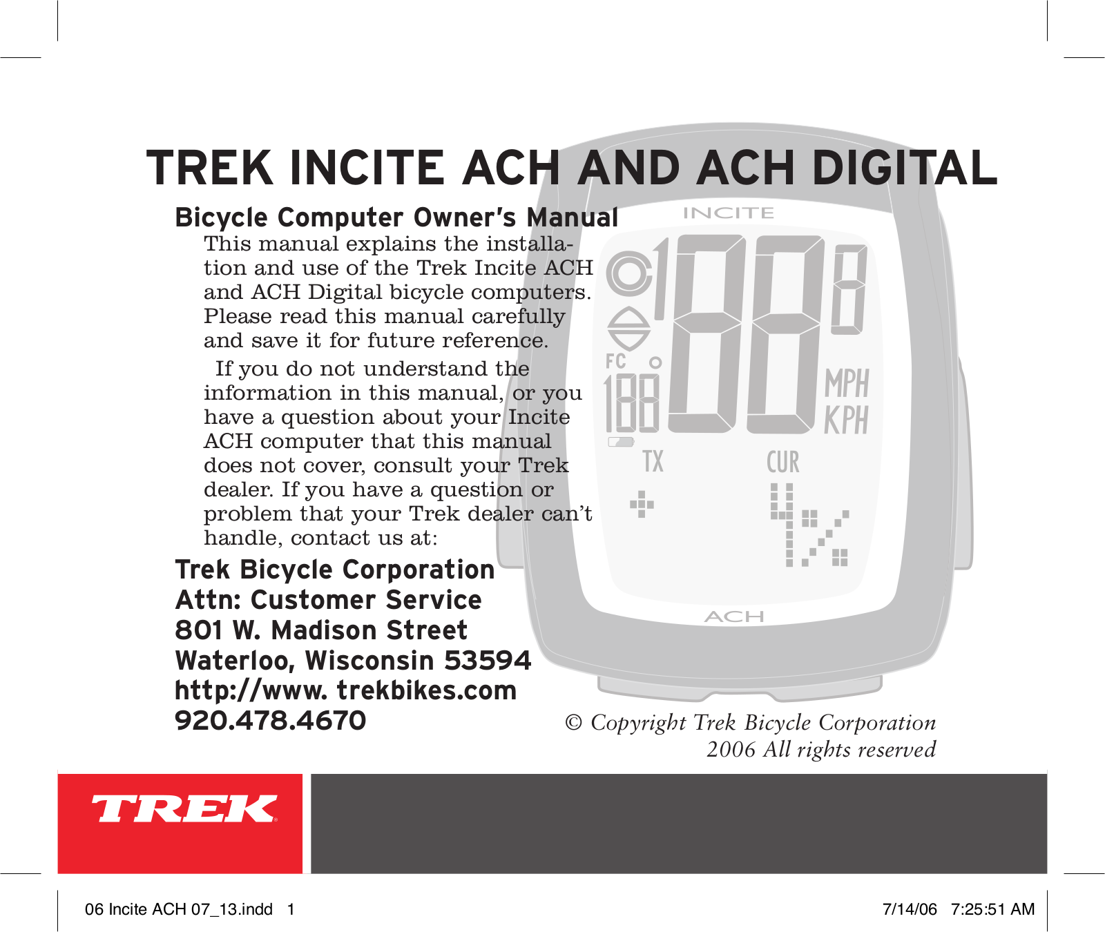 Trek Bicycle Computer User Manual